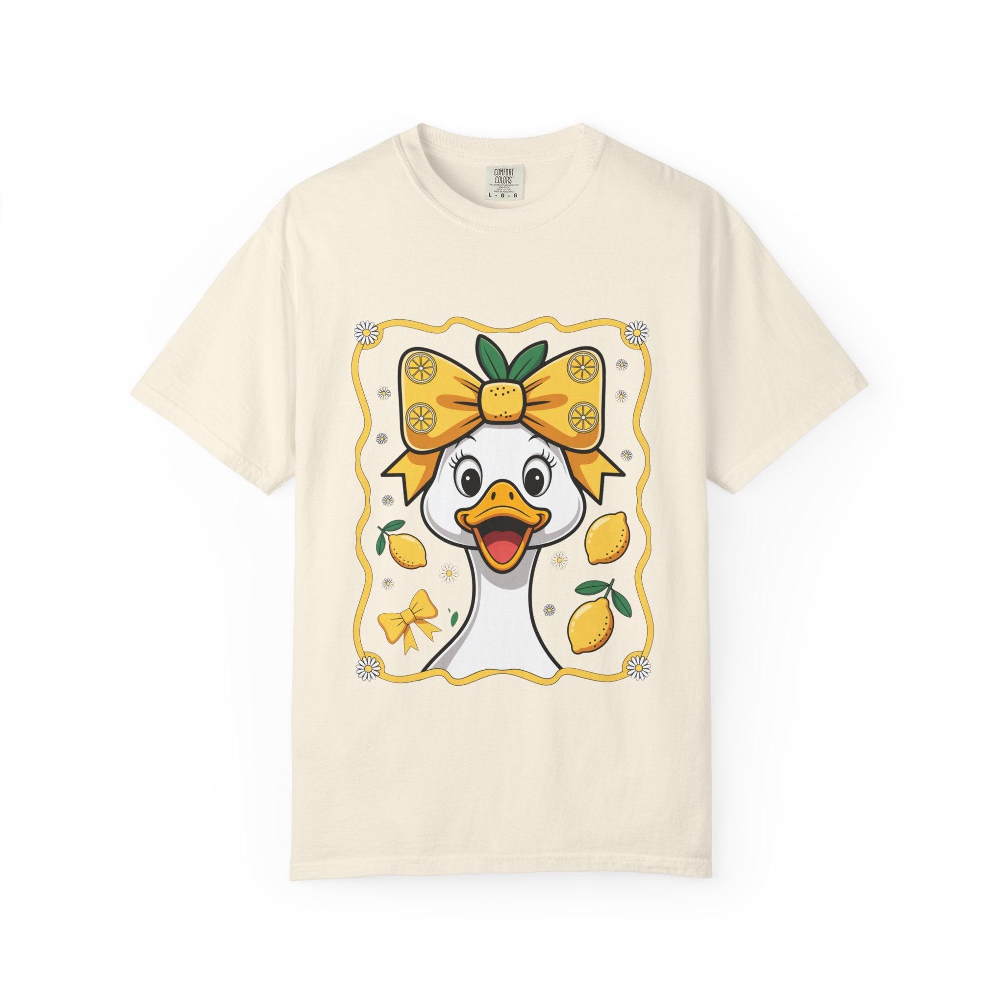 Cute Lemon Duck T-Shirt — Whimsical Duck with Bow Graphic Tee
