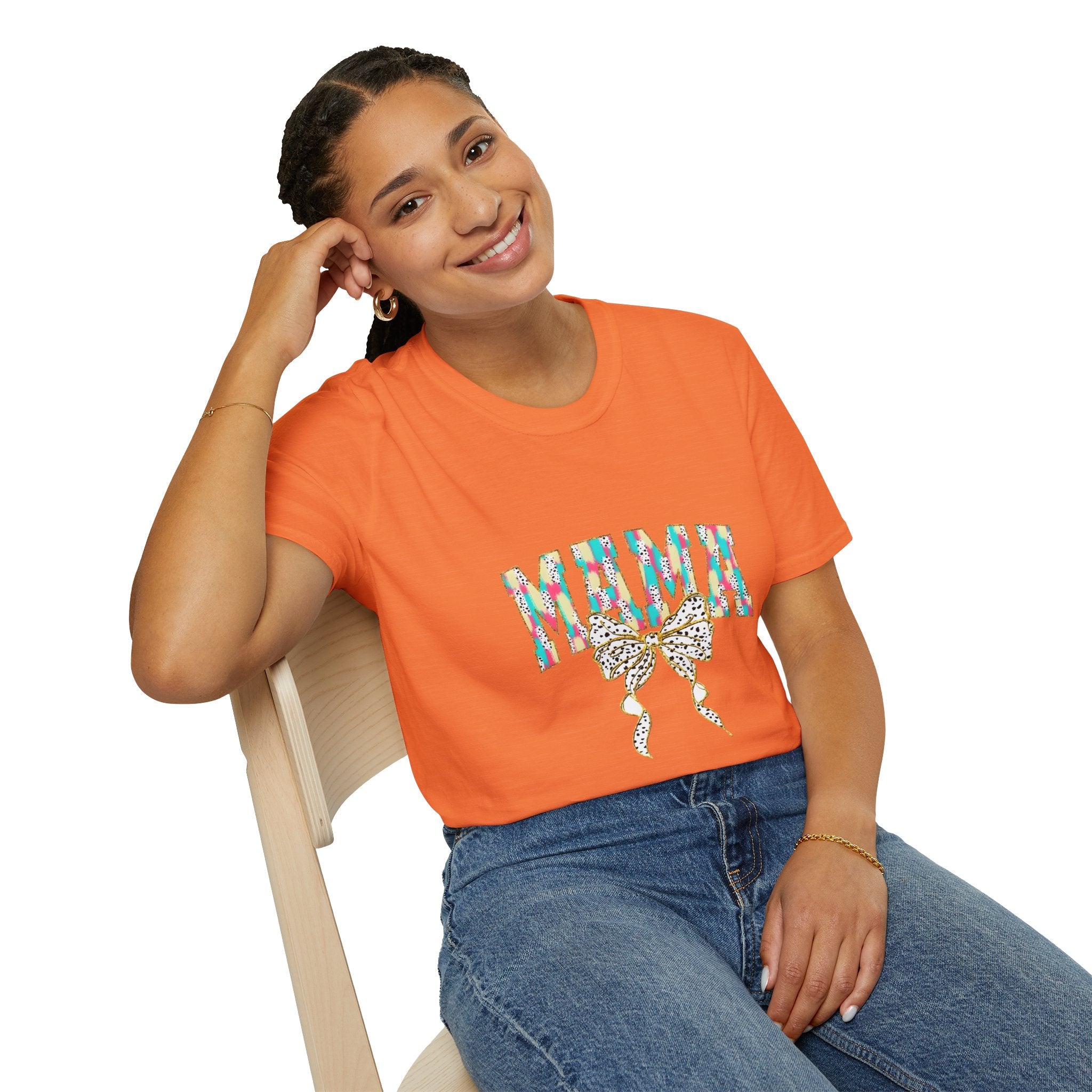 Mama Graphic Tee — Colorful Floral Leopard Bow Design