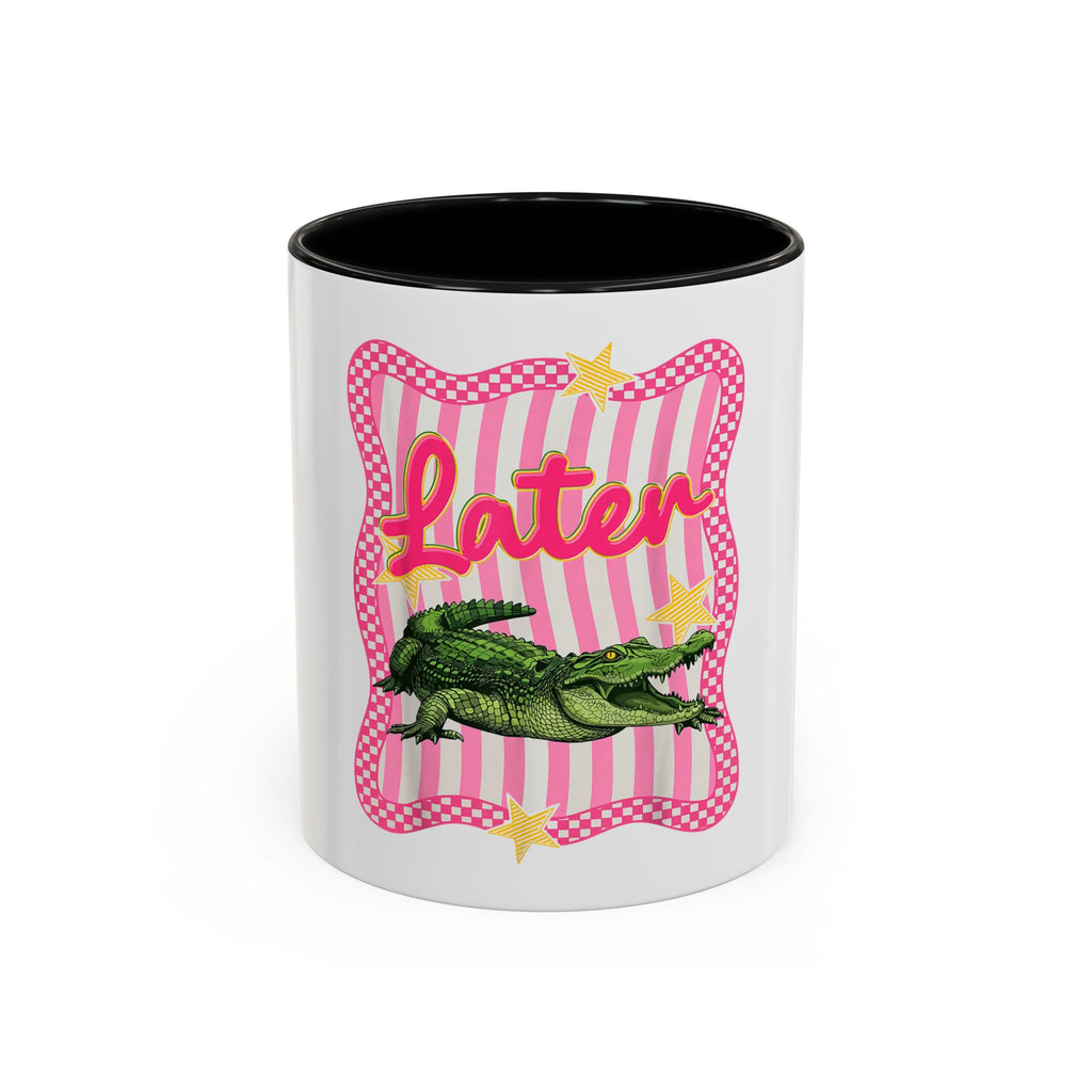 Coffee Mug - 'Later' Retro Pink Gator Accent Mug (11/15oz)