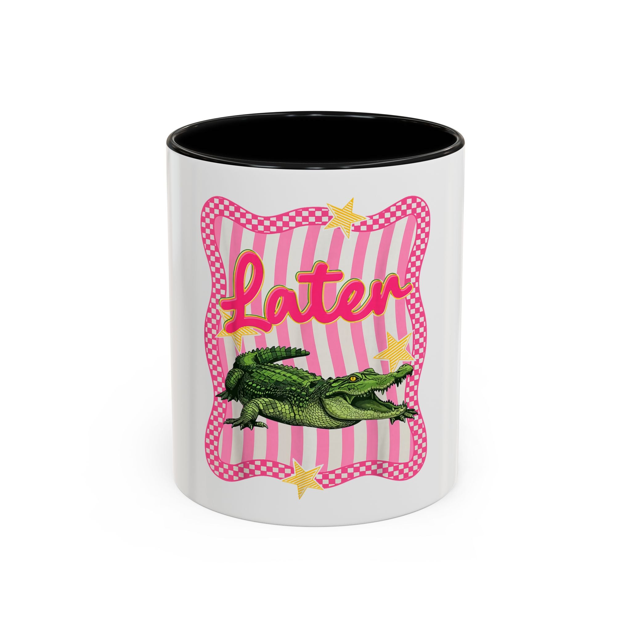 Coffee Mug - 'Later' Retro Pink Gator Accent Mug (11/15oz)