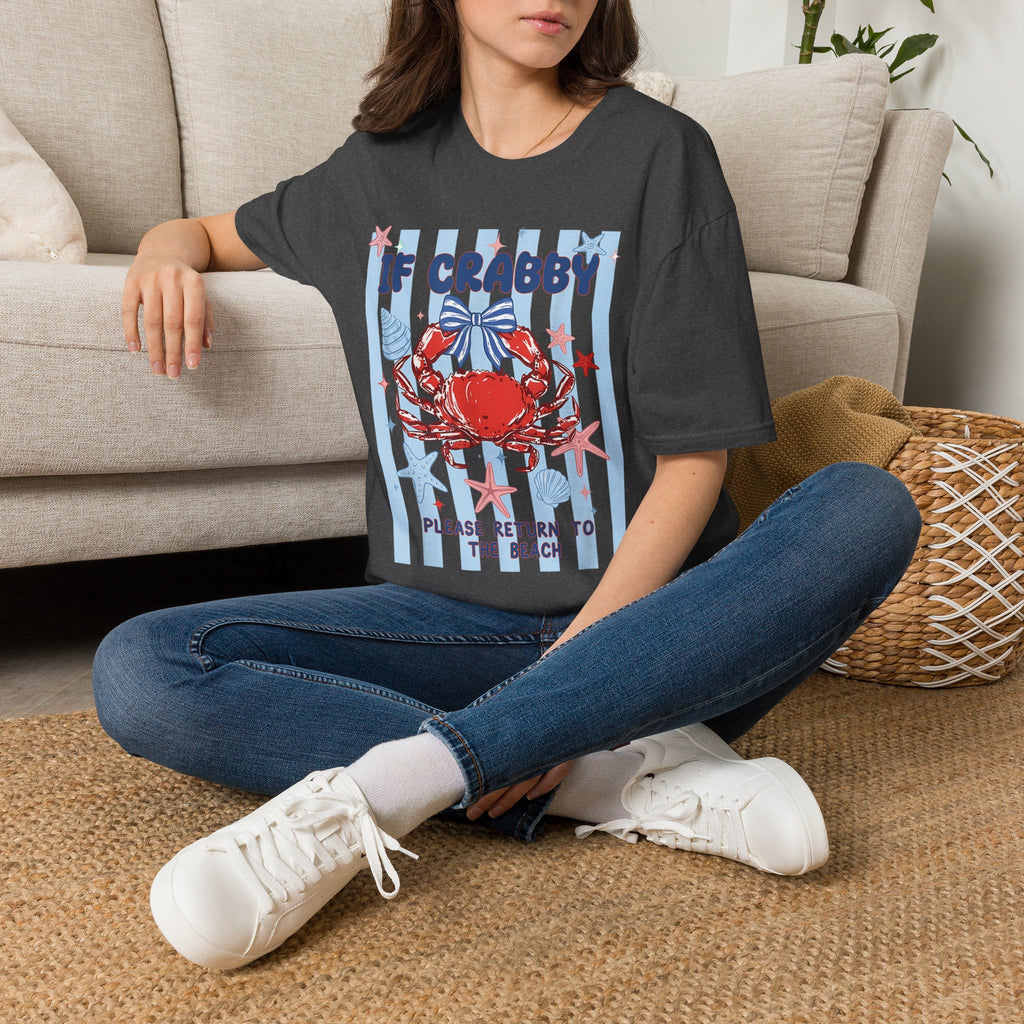 T-Shirt — "If Crabby Please Return to the Beach" Nautical Crab Graphic Tee