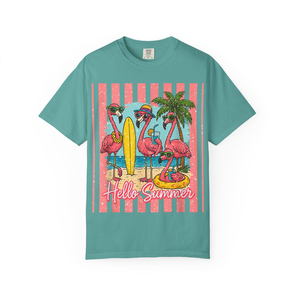 Hello Summer Flamingo Beach T-Shirt