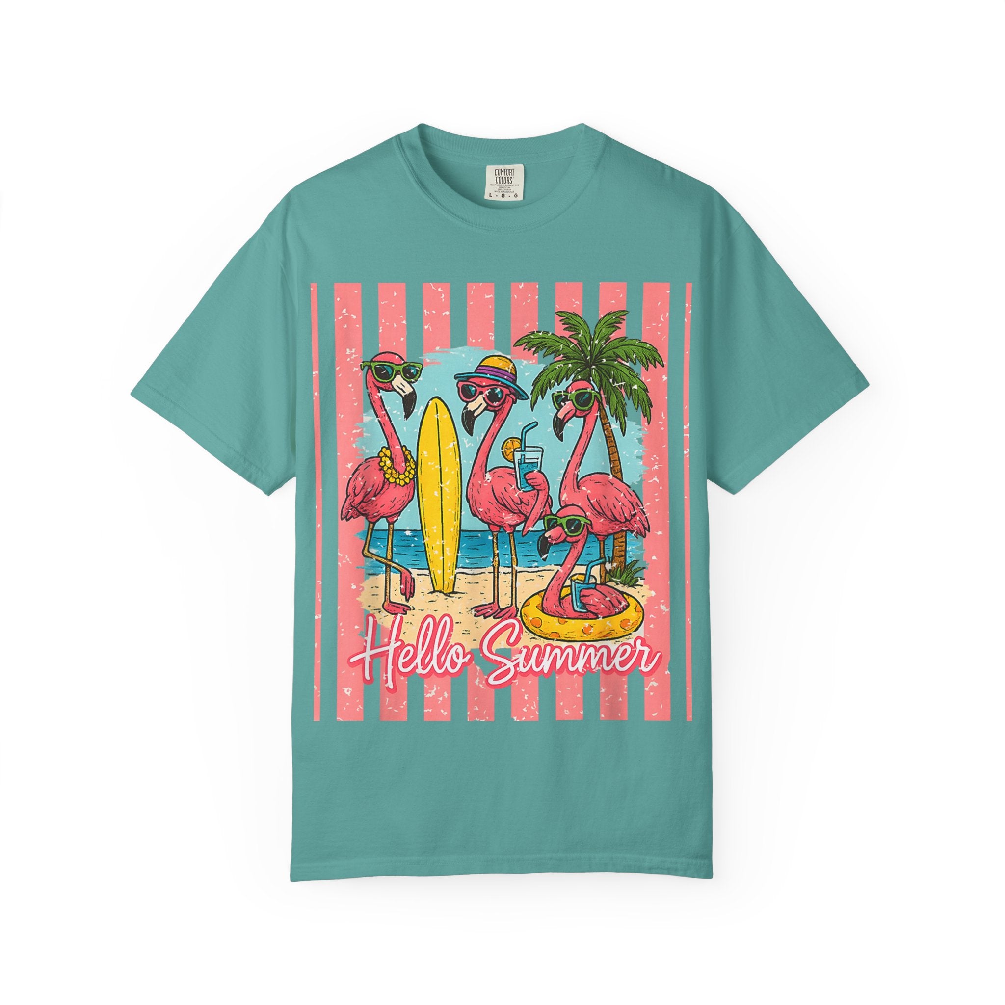 Hello Summer Flamingo Beach T-Shirt