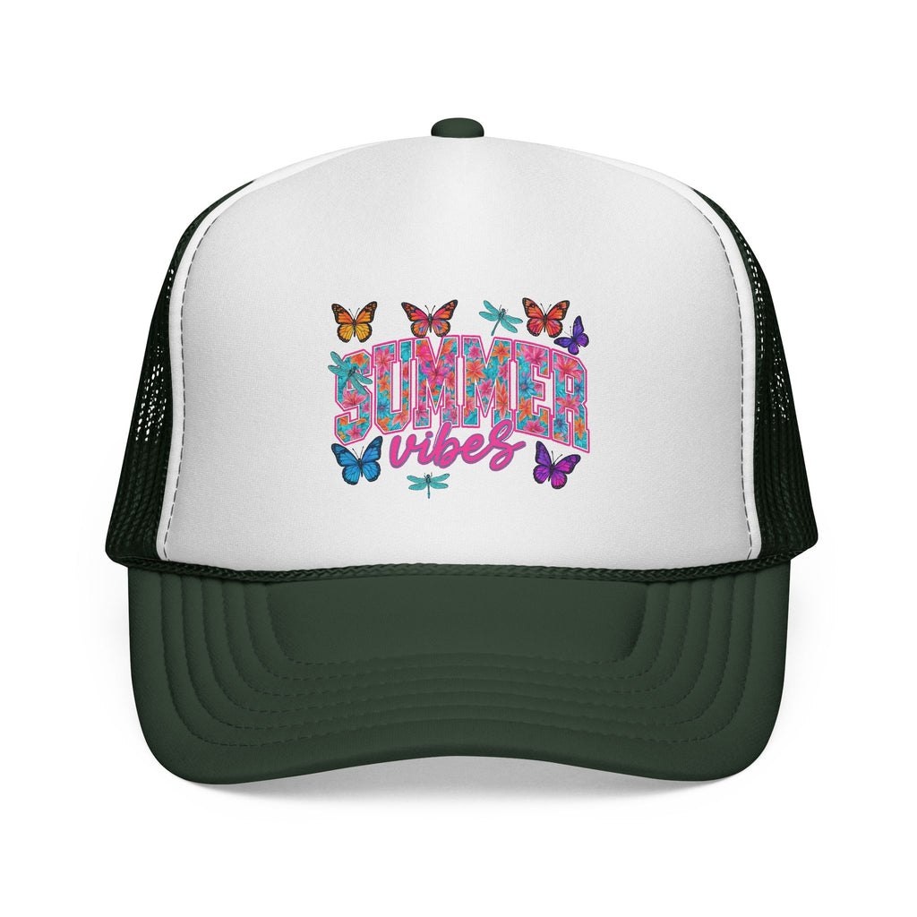 Trucker Cap - 'Butterfly Vibes' Floral Graphic Mesh Hat