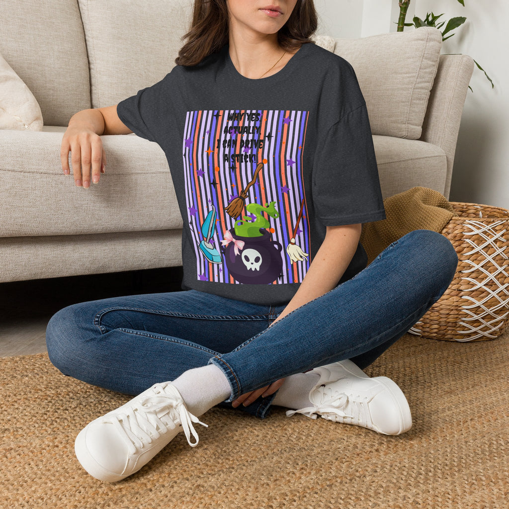 Witchy Broomstick Tee - "Why Yes Actually I Can Drive a Stick" Graphic T-Shirt Hocus Pocus