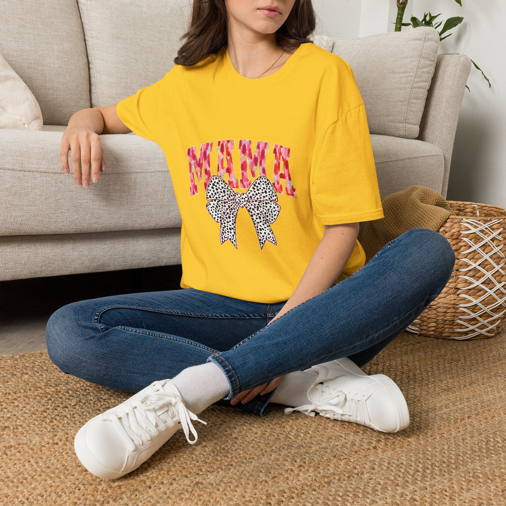 Mama T-Shirt with Leopard Bow — Cute Mom Graphic Tee