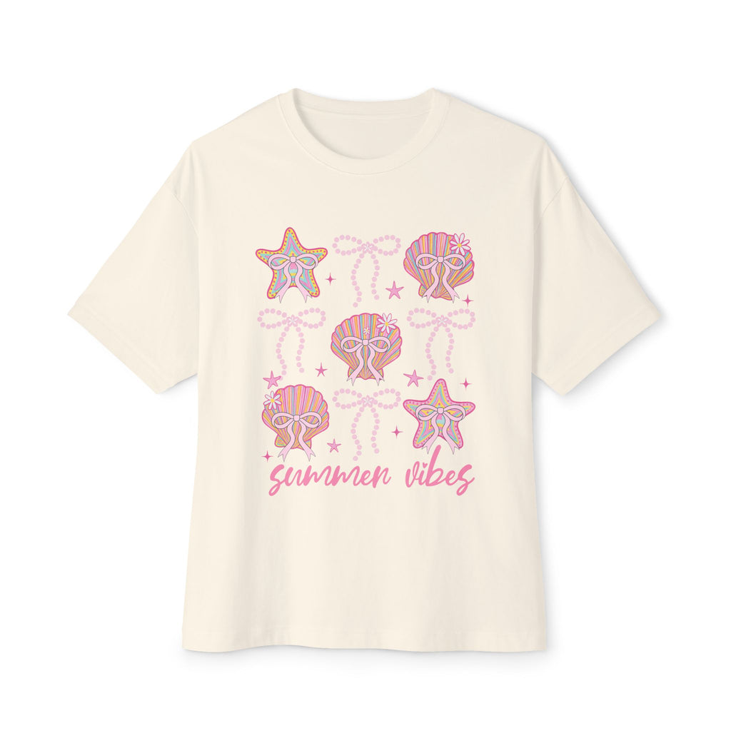 Summer Vibes Seashell & Starfish Boxy Tee