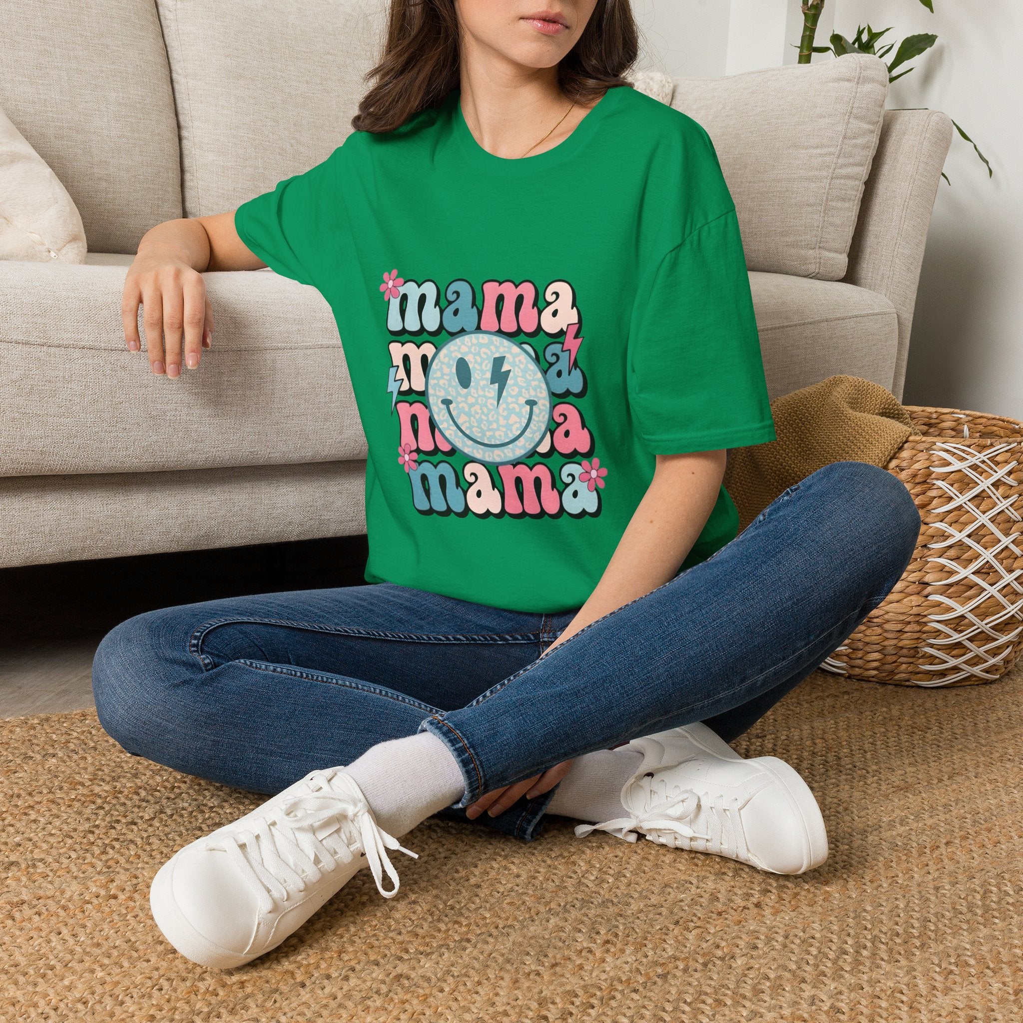 Mama Smile Graphic T-Shirt — Retro Boho 'mama' Design for Mothers, Mother's Day Gift