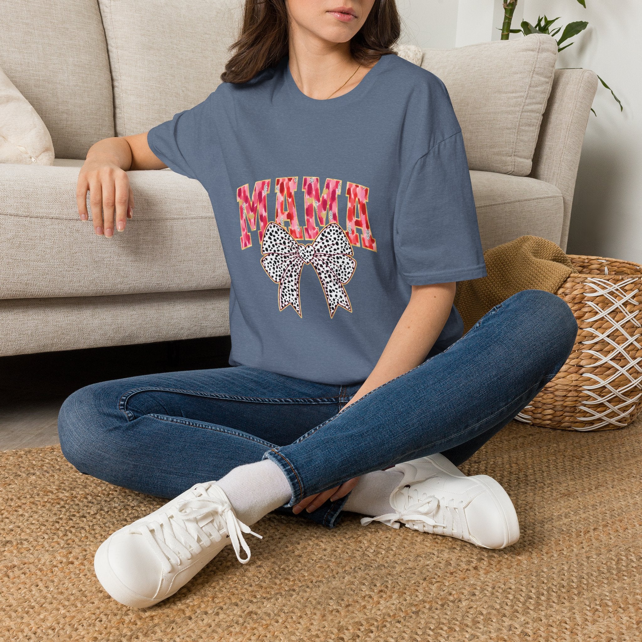 Mama T-Shirt with Leopard Bow — Cute Mom Graphic Tee