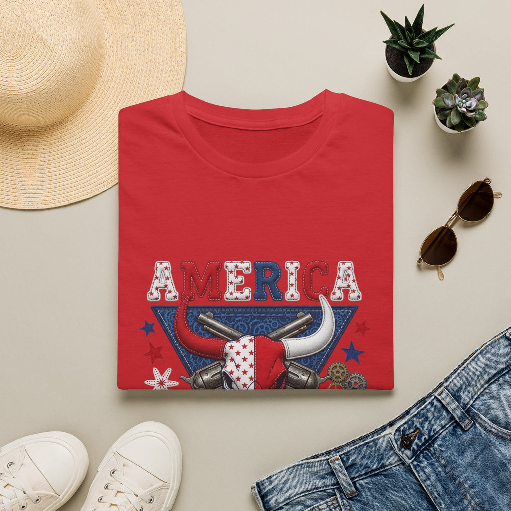 America Made T-Shirt — Patriotic Bull Skull Graphic Tee