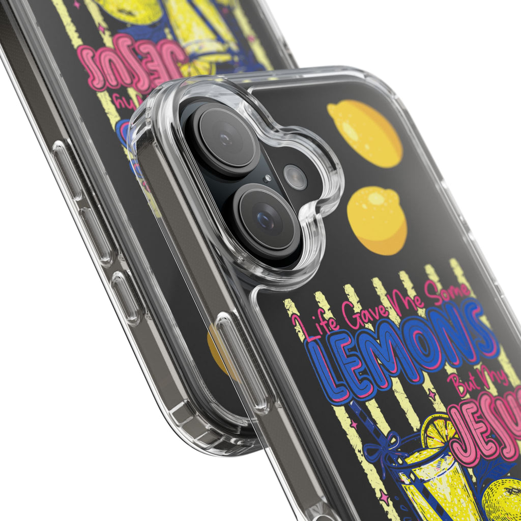 Clear Phone Case — “Life Gave Me Some Lemons But My Jesus Made Me Lemonade” Inspirational Lemon Design