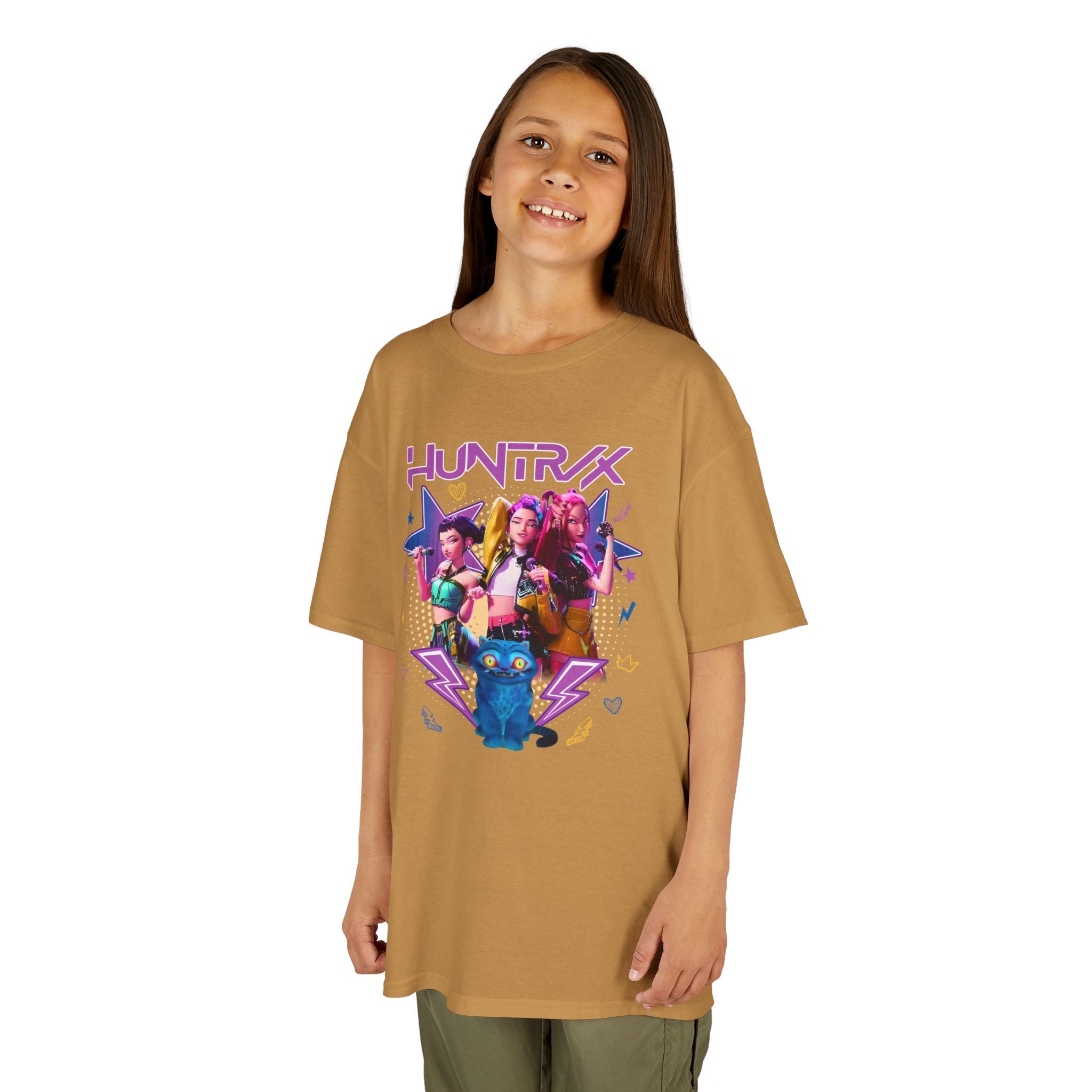 Kids Tee — Colorful 'HUNTRX' Character Graphic Shirt
