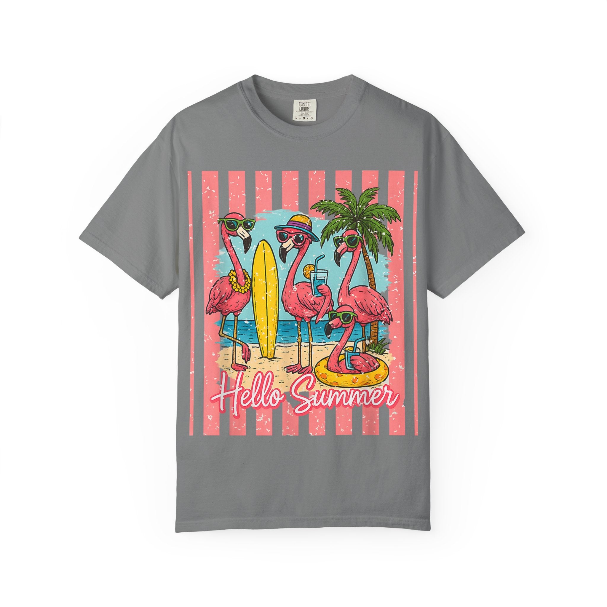 Hello Summer Flamingo Beach T-Shirt