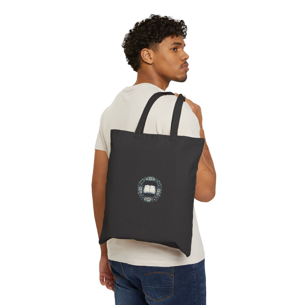 Book Club Canvas Tote Bag — Literary Wreath Booklover Gift