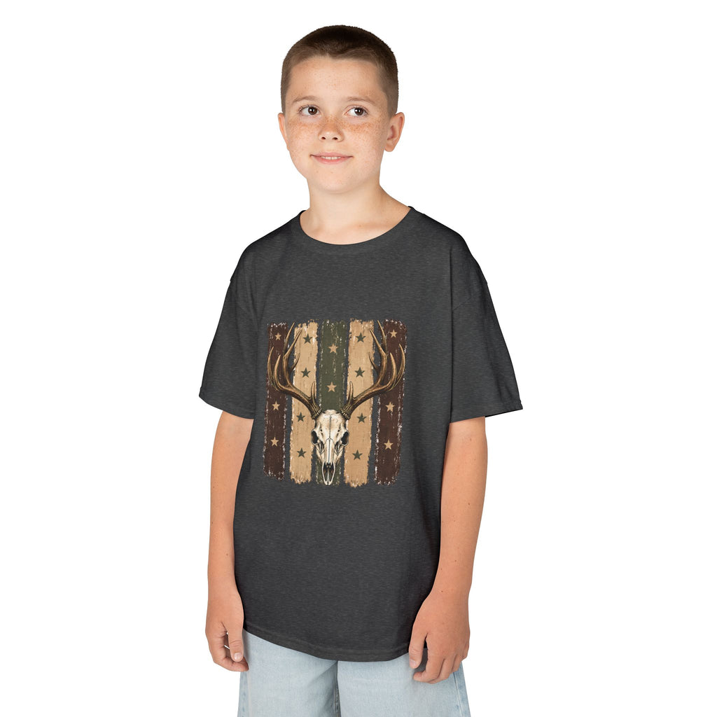 Kids Deer Skull Tee — Rustic Antler Graphic T-Shirt for Outdoor-Loving Kids