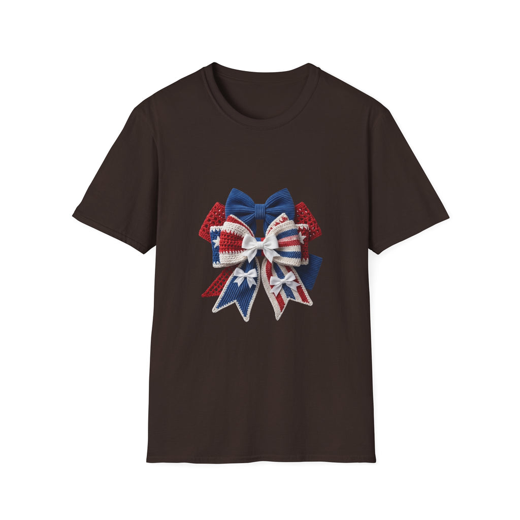 Patriotic Bow T-Shirt — Red White & Blue Ribbon Graphic