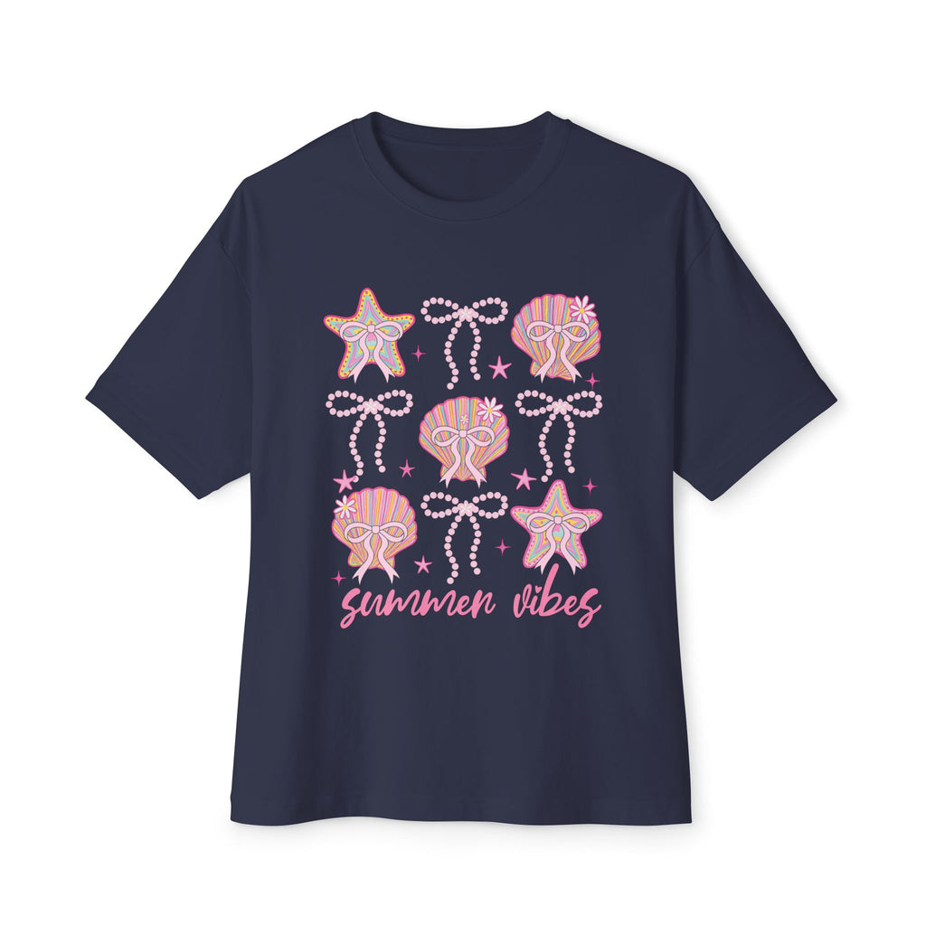 Summer Vibes Seashell & Starfish Boxy Tee