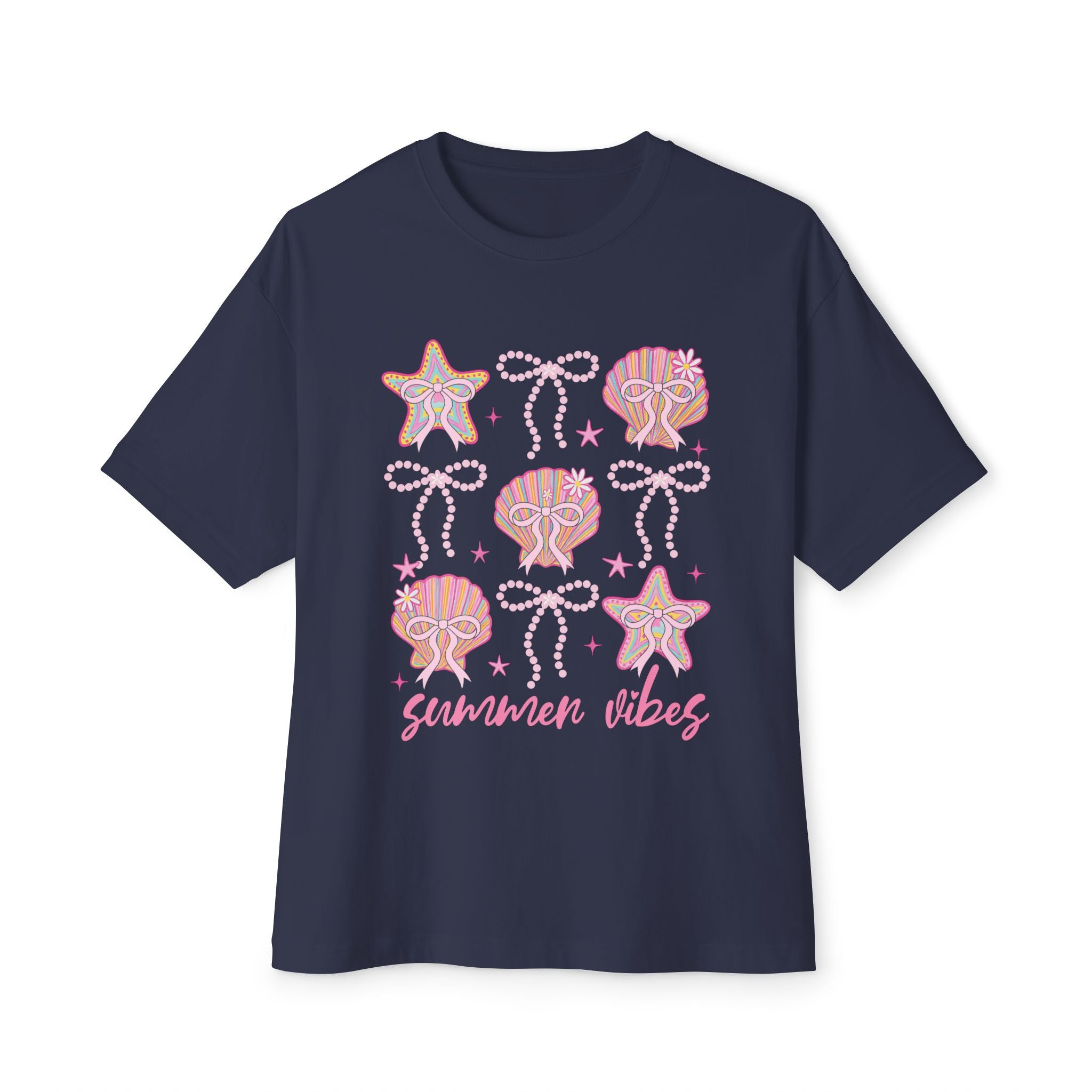 Summer Vibes Seashell & Starfish Boxy Tee