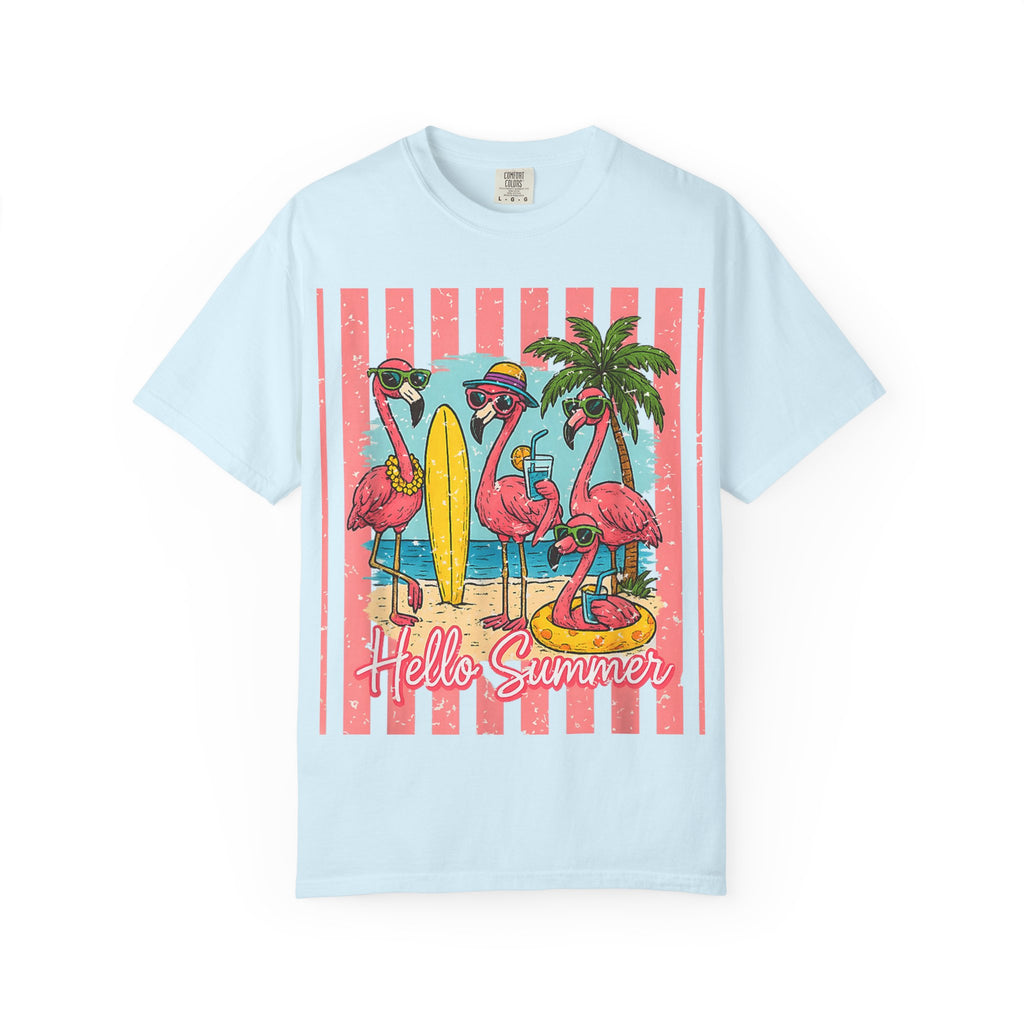 Hello Summer Flamingo Beach T-Shirt