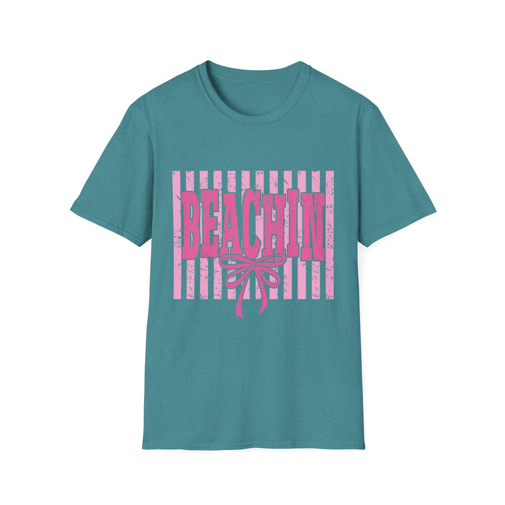 Beachin' Pink Striped Graphic T-Shirt | Summer Beach Vibes