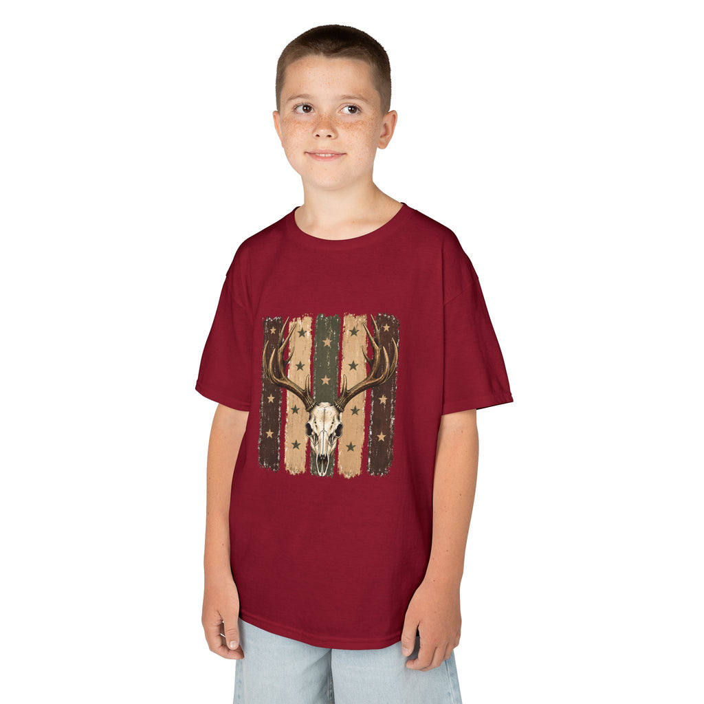 Kids Deer Skull Tee — Rustic Antler Graphic T-Shirt for Outdoor-Loving Kids