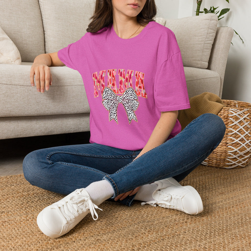 Mama T-Shirt with Leopard Bow — Cute Mom Graphic Tee