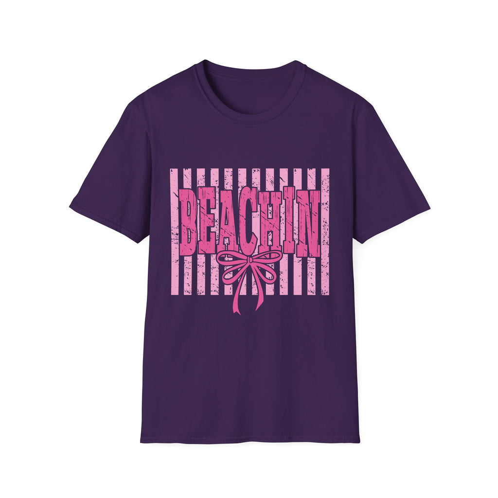 Beachin' Pink Striped Graphic T-Shirt | Summer Beach Vibes