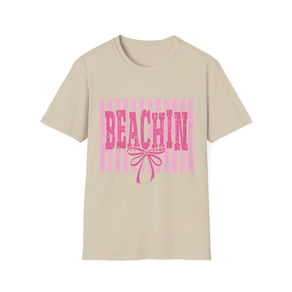 Beachin' Pink Striped Graphic T-Shirt | Summer Beach Vibes