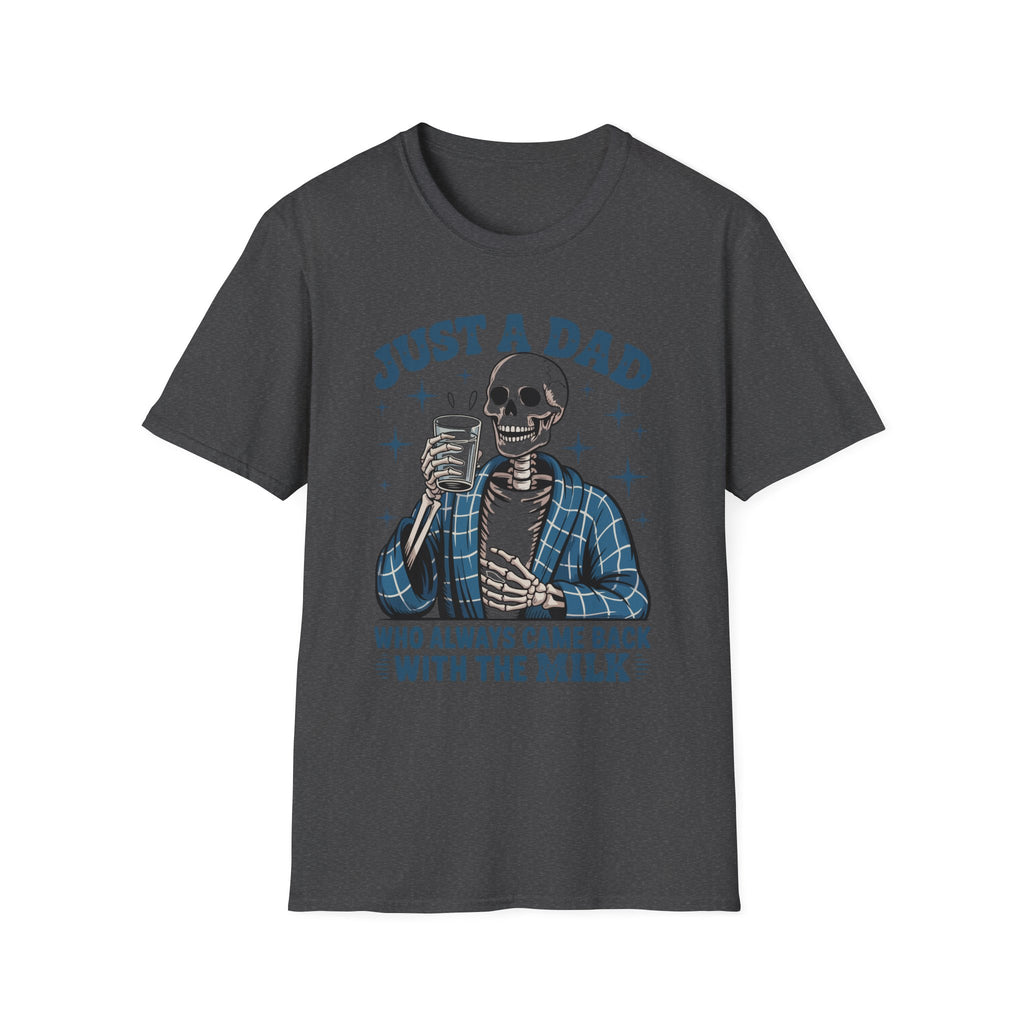 Just a Dad T-Shirt — 'Just a Dad Who Always Came Back With the Milk' Skeleton Vintage Tee