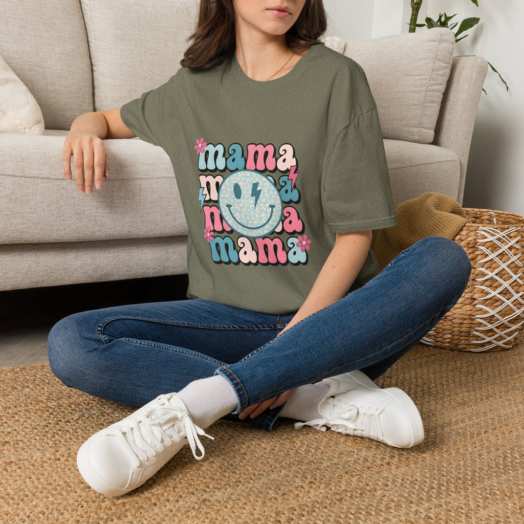 Mama Smile Graphic T-Shirt — Retro Boho 'mama' Design for Mothers, Mother's Day Gift