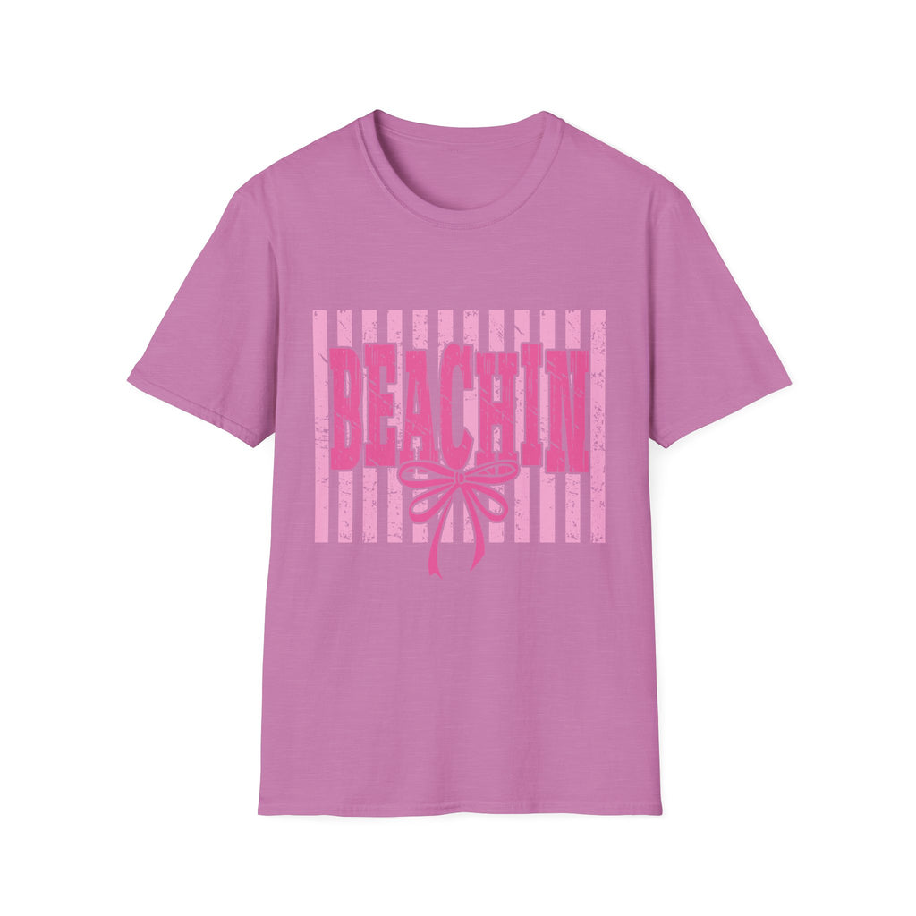 Beachin' Pink Striped Graphic T-Shirt | Summer Beach Vibes