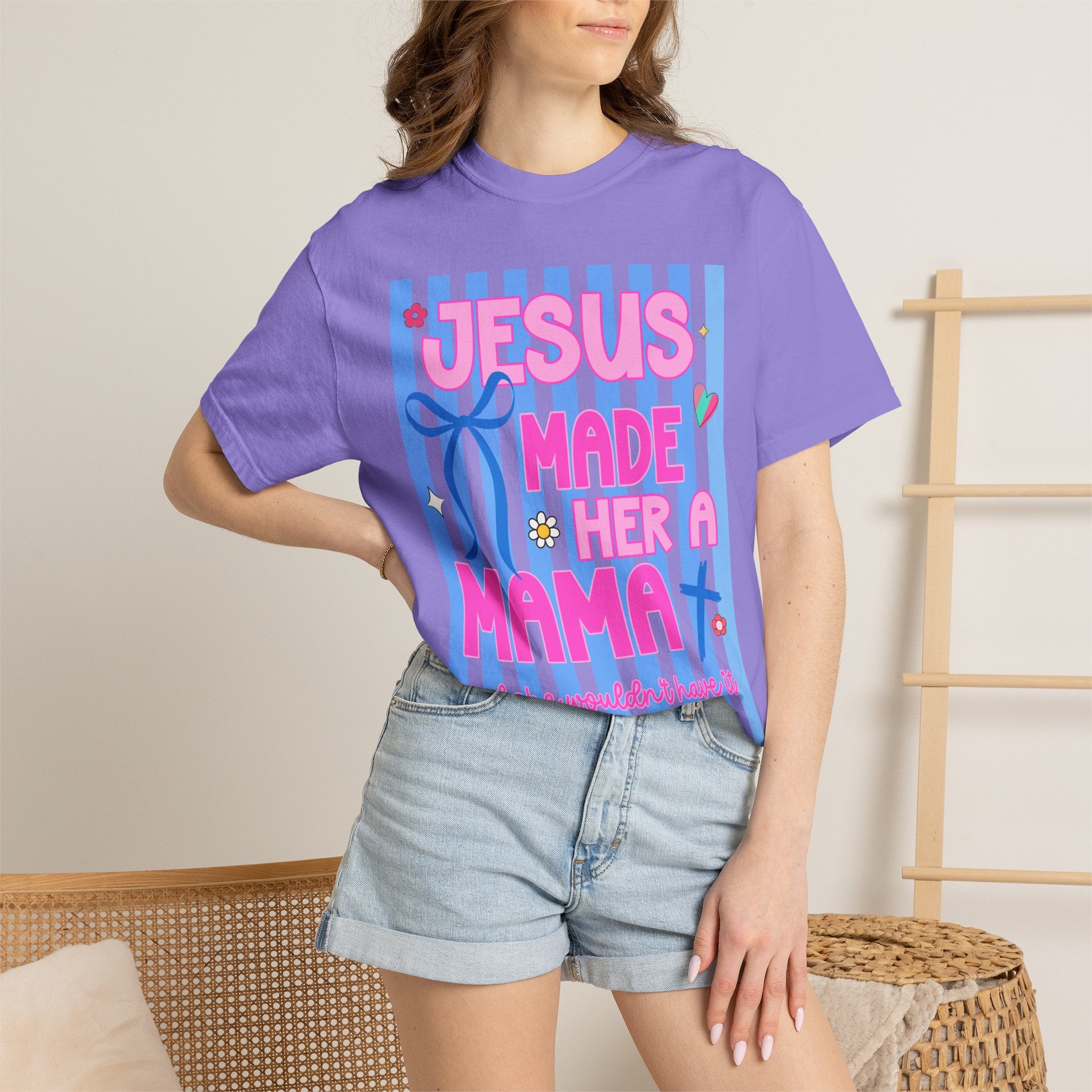 Jesus Made Her a Mama T-Shirt Jesus Made Her A Mama Shirt, Christian Mom Shirt, Faith Based Mama Tee, Religious Mother Shirt, Christian Women Graphic Tee, Cool Moms Tee