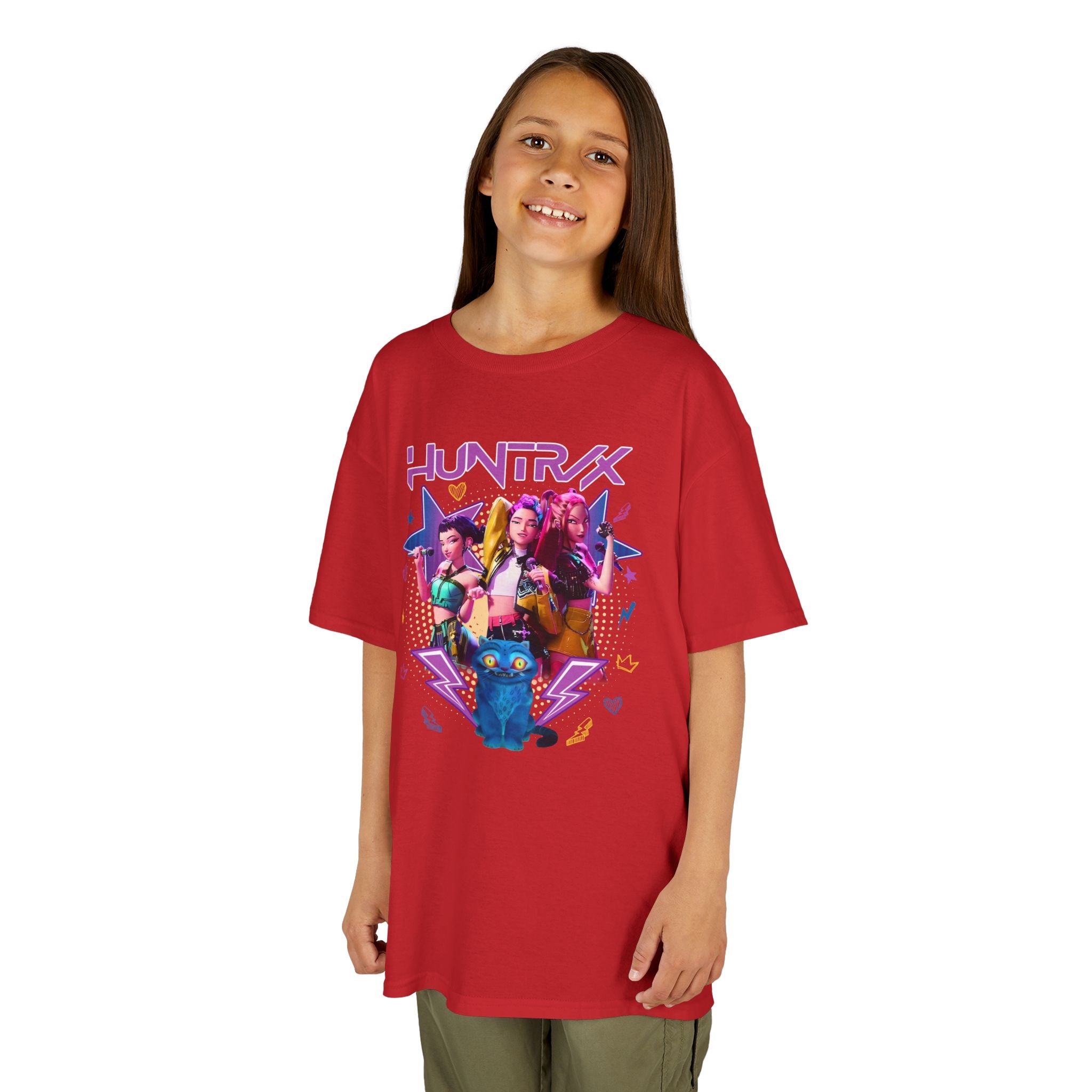 Kids Tee — Colorful 'HUNTRX' Character Graphic Shirt