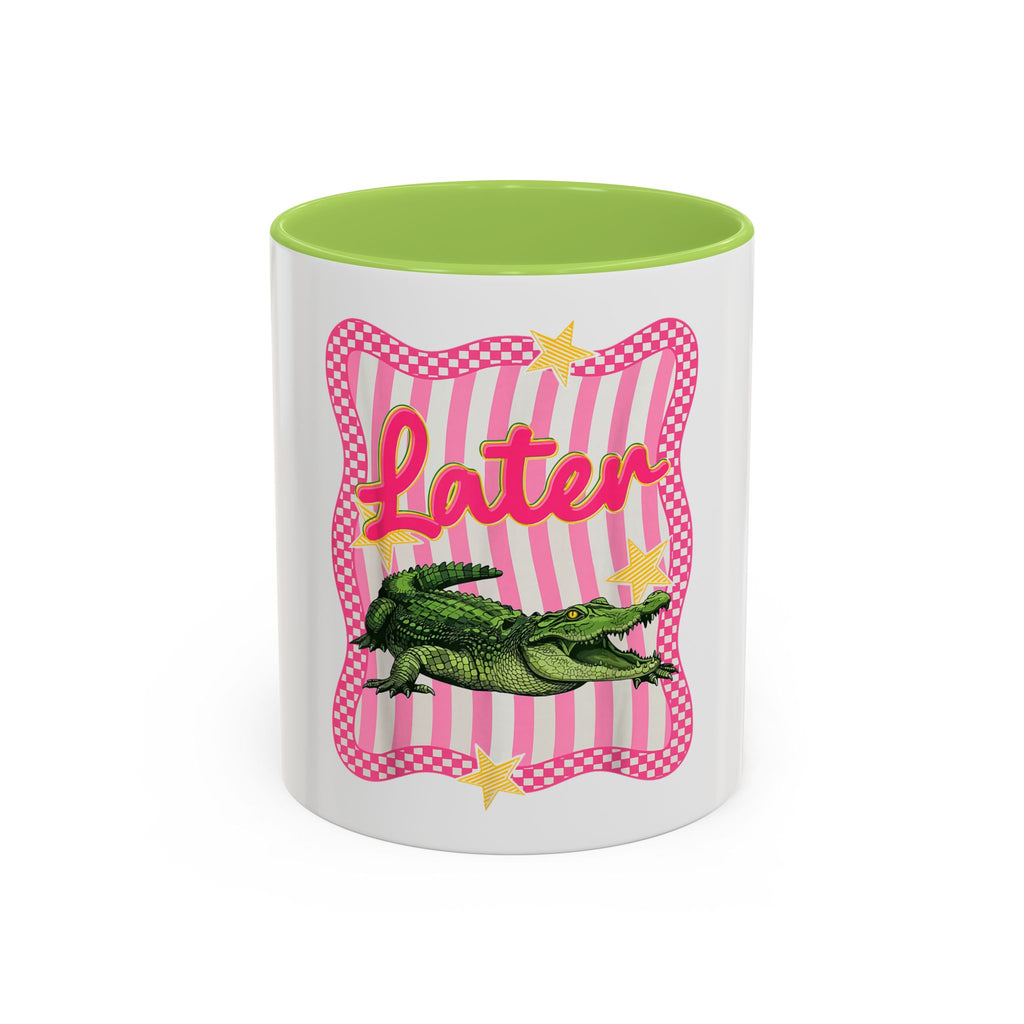 Coffee Mug - 'Later' Retro Pink Gator Accent Mug (11/15oz)