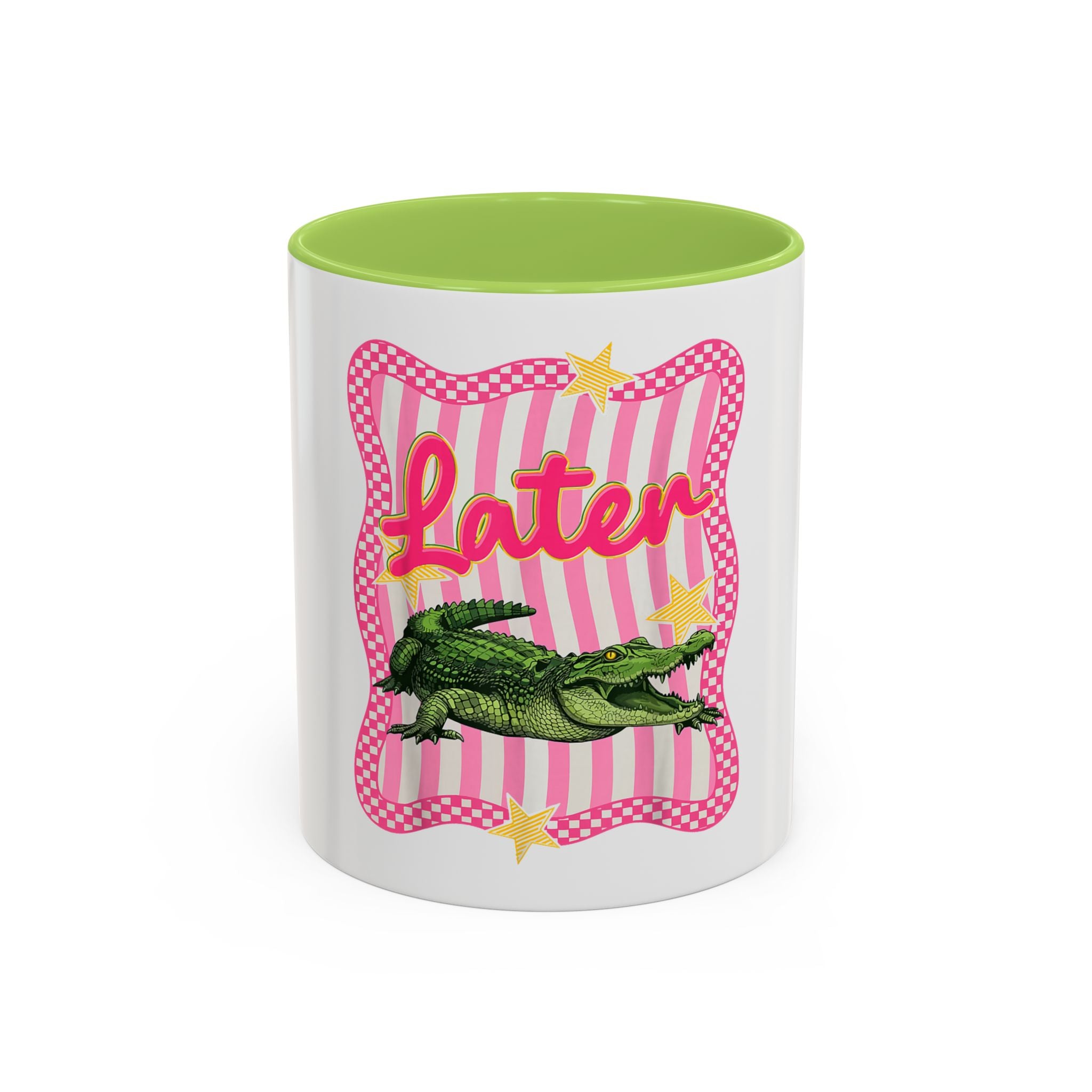 Coffee Mug - 'Later' Retro Pink Gator Accent Mug (11/15oz)
