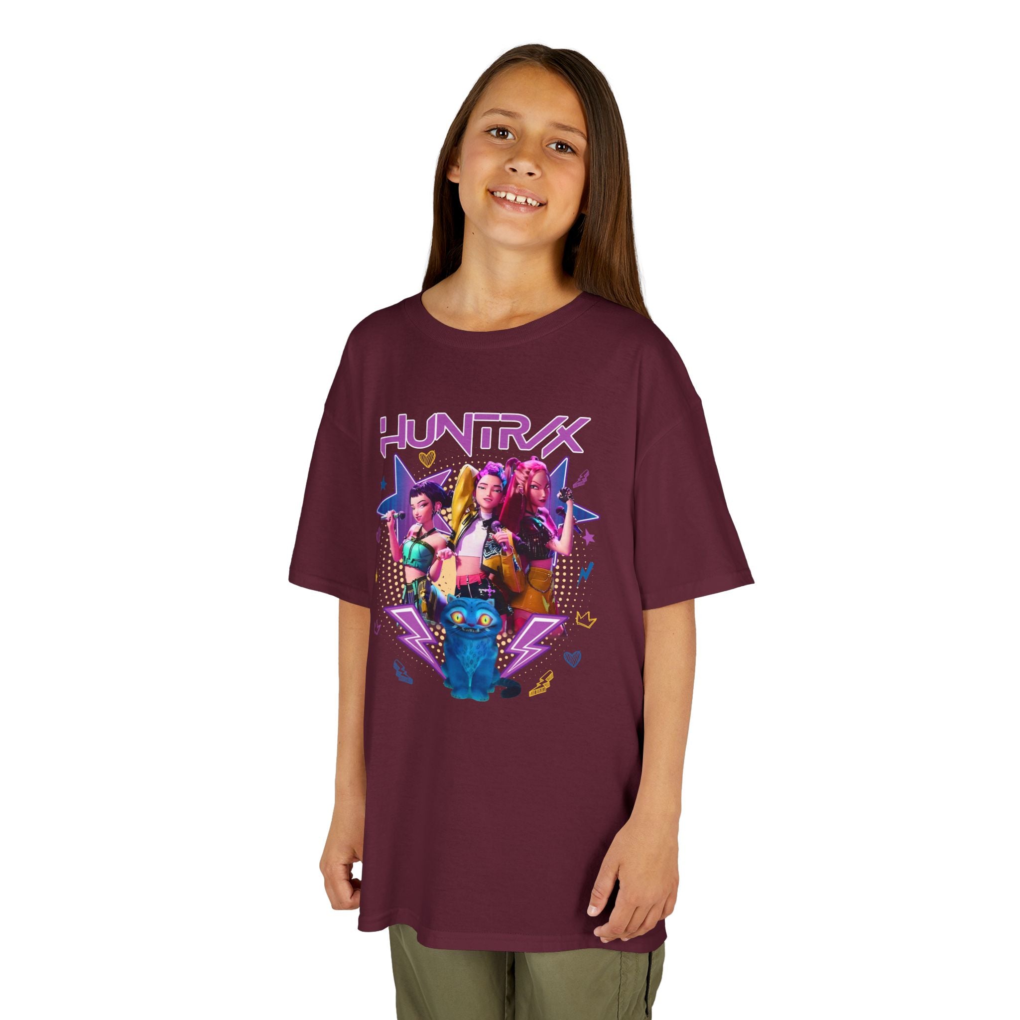 Kids Tee — Colorful 'HUNTRX' Character Graphic Shirt