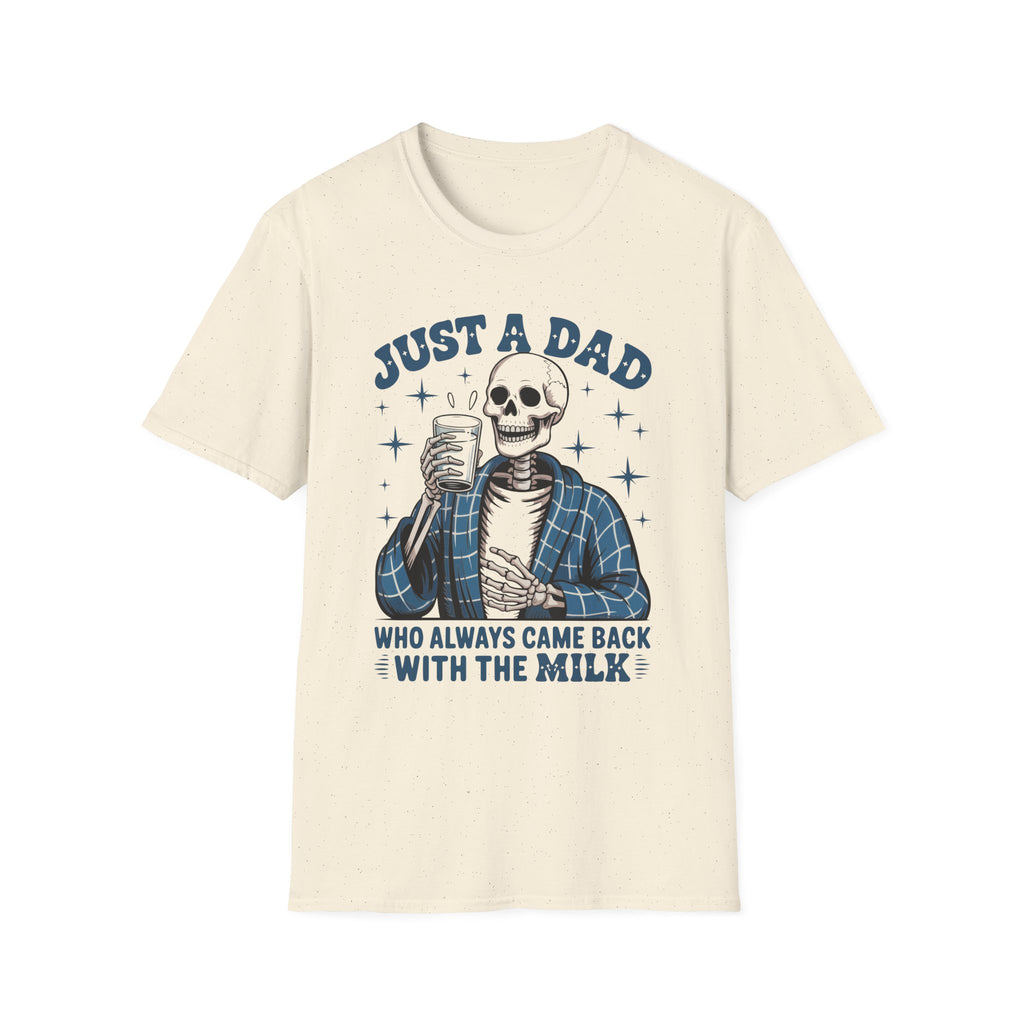 Just a Dad T-Shirt — 'Just a Dad Who Always Came Back With the Milk' Skeleton Vintage Tee