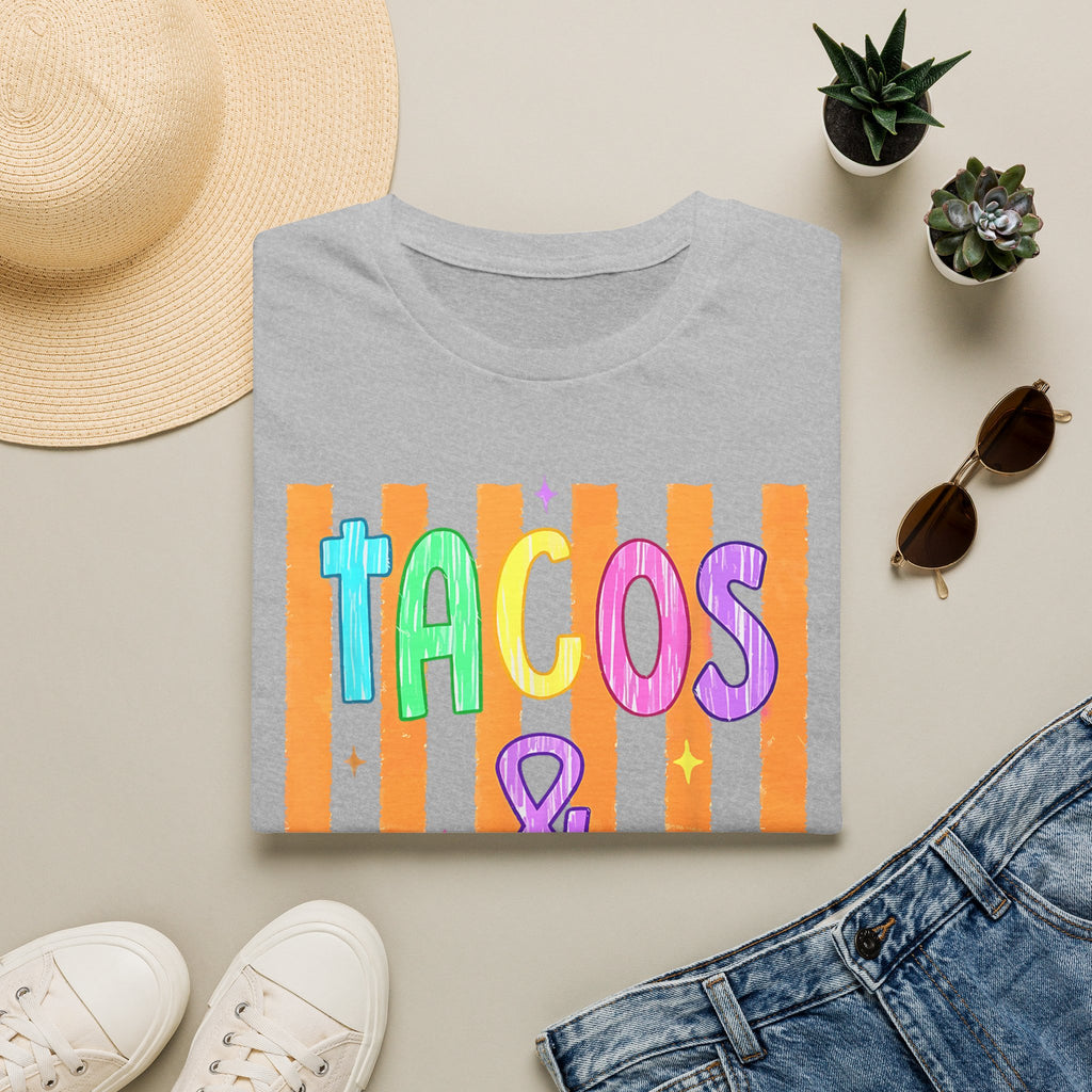 T-Shirt — "Tacos & Margs" Colorful Striped Graphic Tee