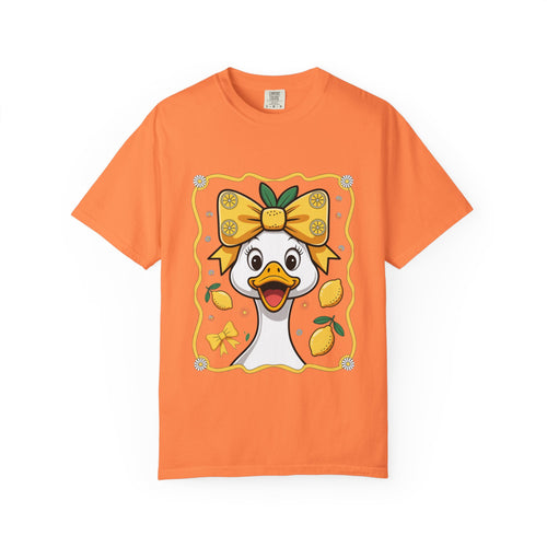 Cute Lemon Duck T-Shirt — Whimsical Duck with Bow Graphic Tee