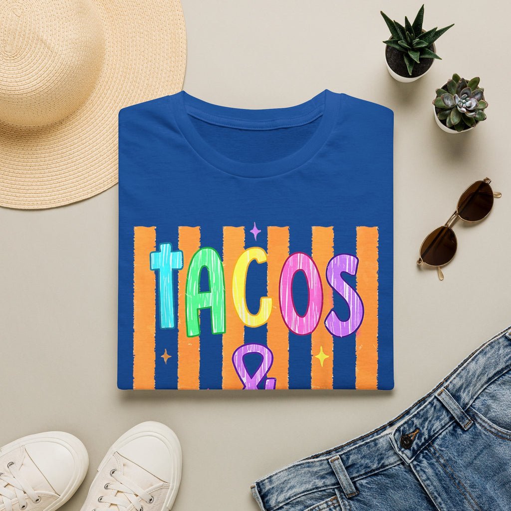 T-Shirt — "Tacos & Margs" Colorful Striped Graphic Tee