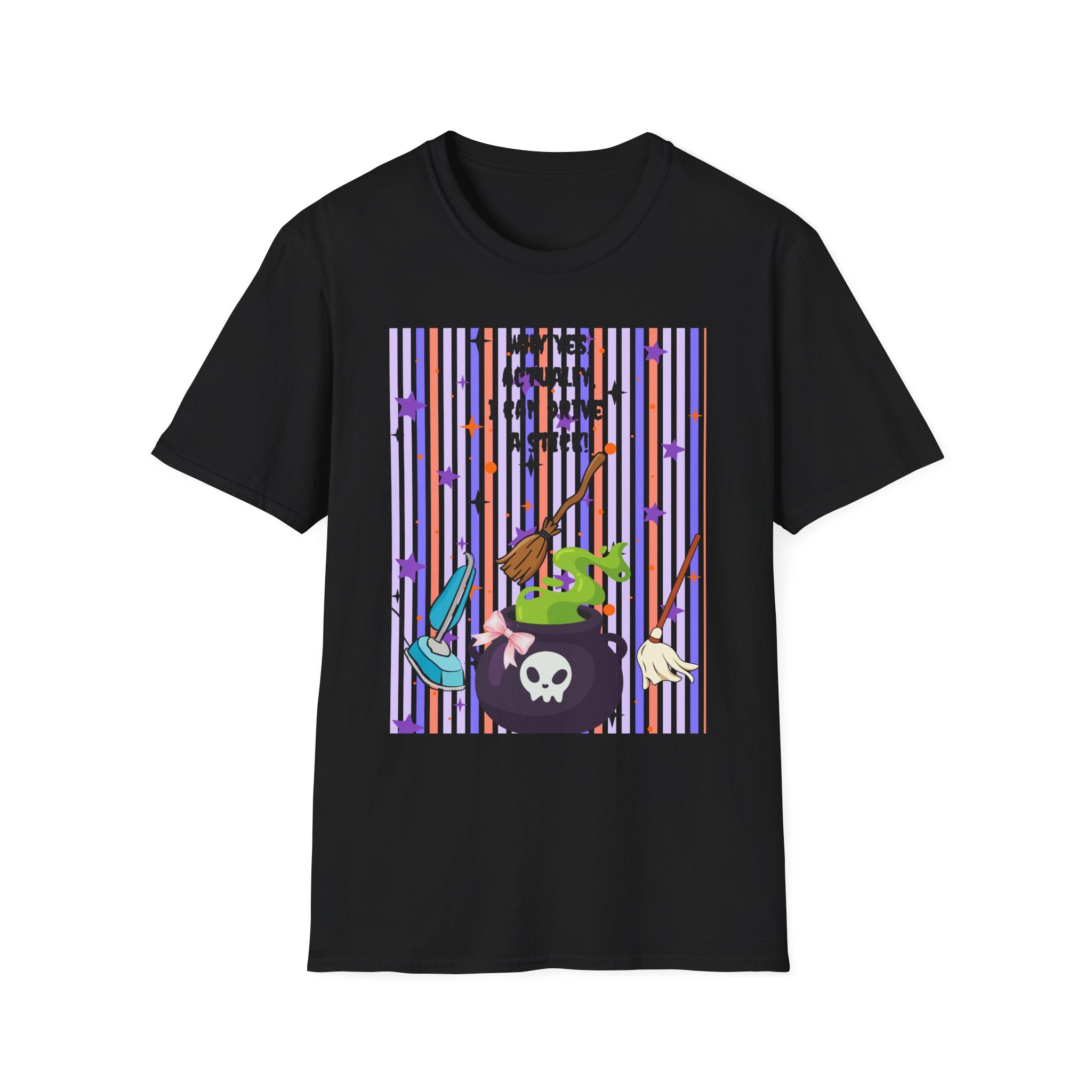 Witchy Broomstick Tee - "Why Yes Actually I Can Drive a Stick" Graphic T-Shirt Hocus Pocus
