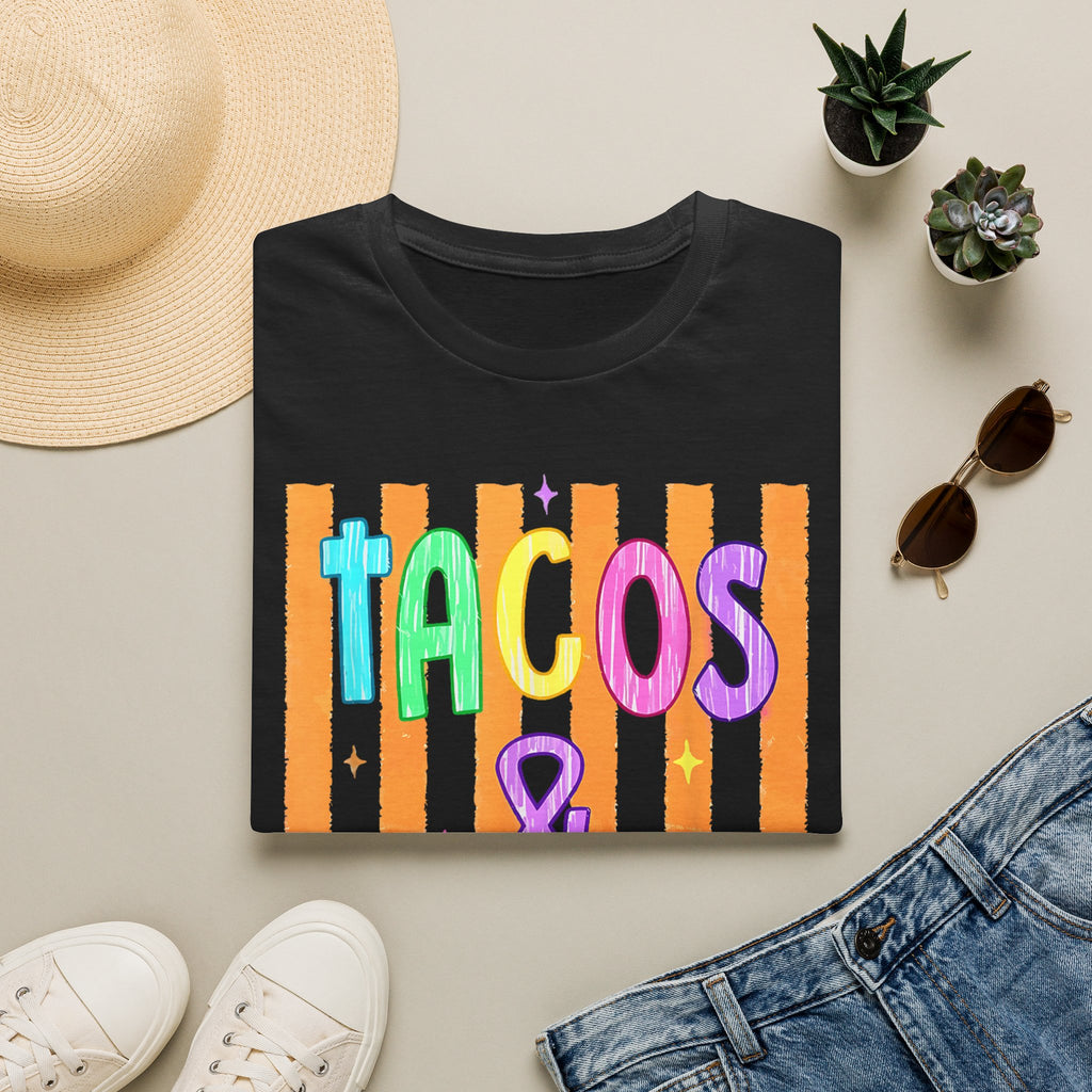 T-Shirt — "Tacos & Margs" Colorful Striped Graphic Tee