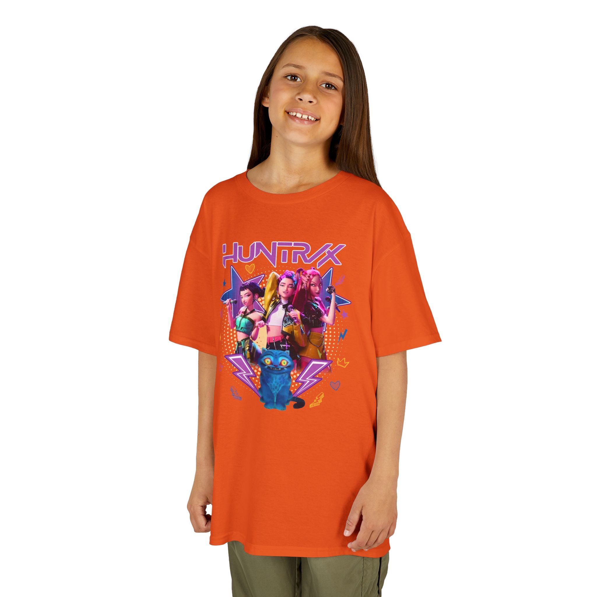 Kids Tee — Colorful 'HUNTRX' Character Graphic Shirt