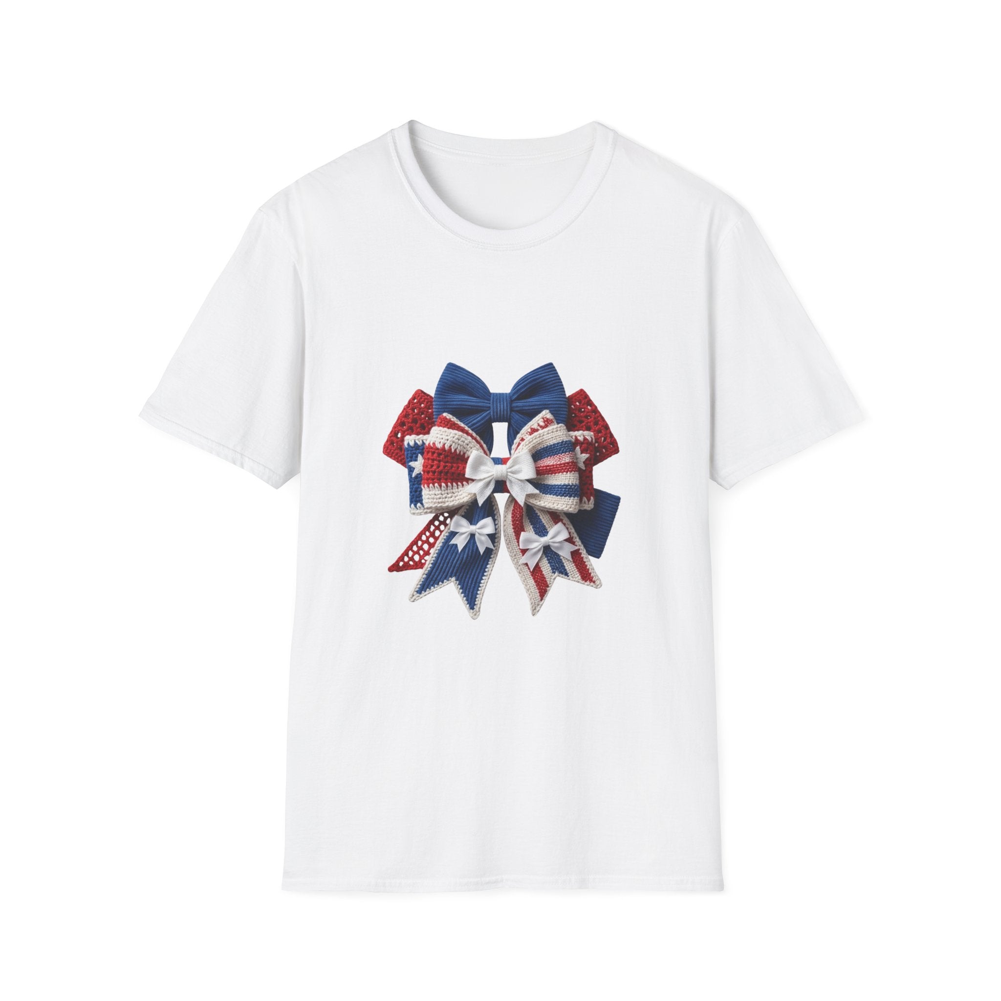 Patriotic Bow T-Shirt — Red White & Blue Ribbon Graphic