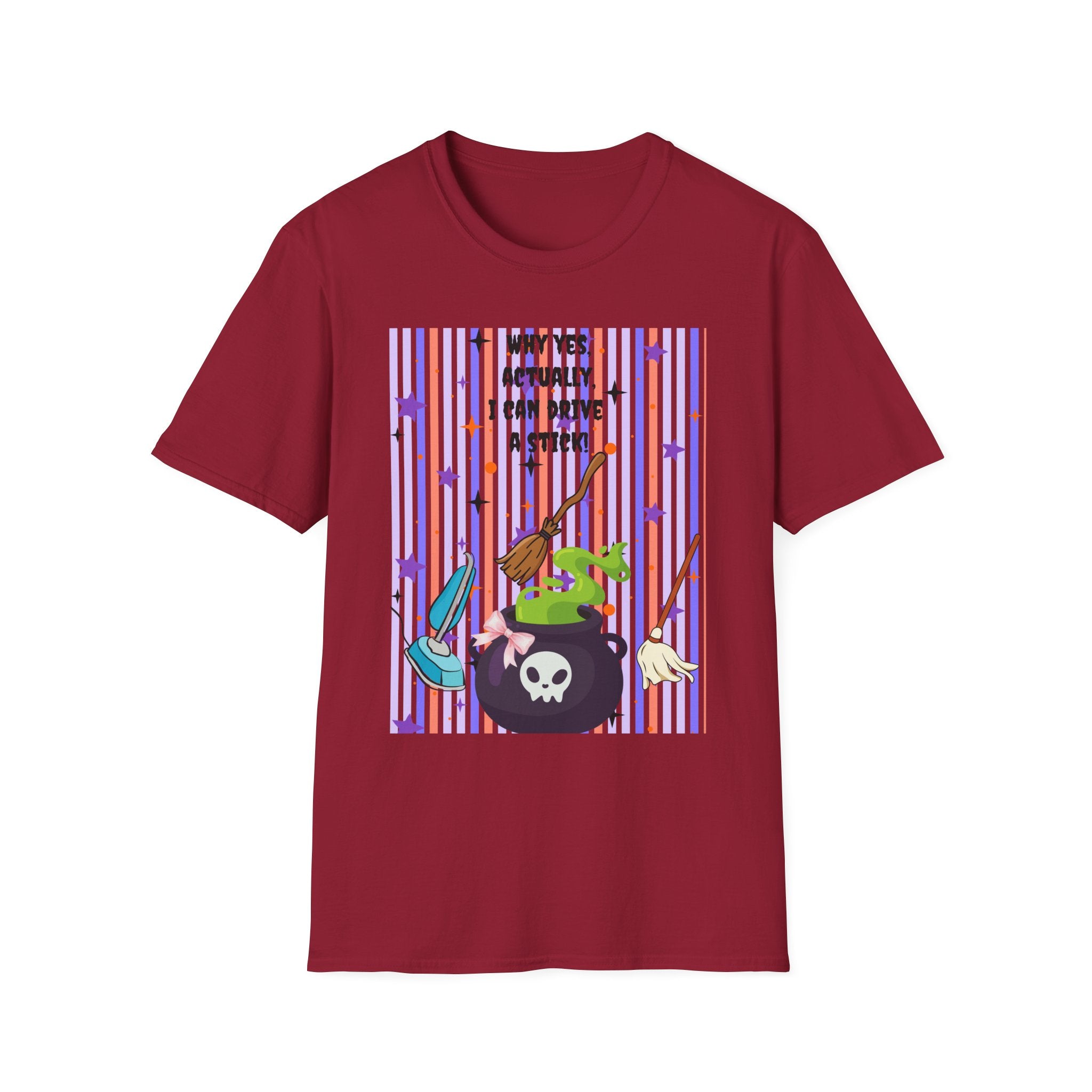 Witchy Broomstick Tee - "Why Yes Actually I Can Drive a Stick" Graphic T-Shirt Hocus Pocus