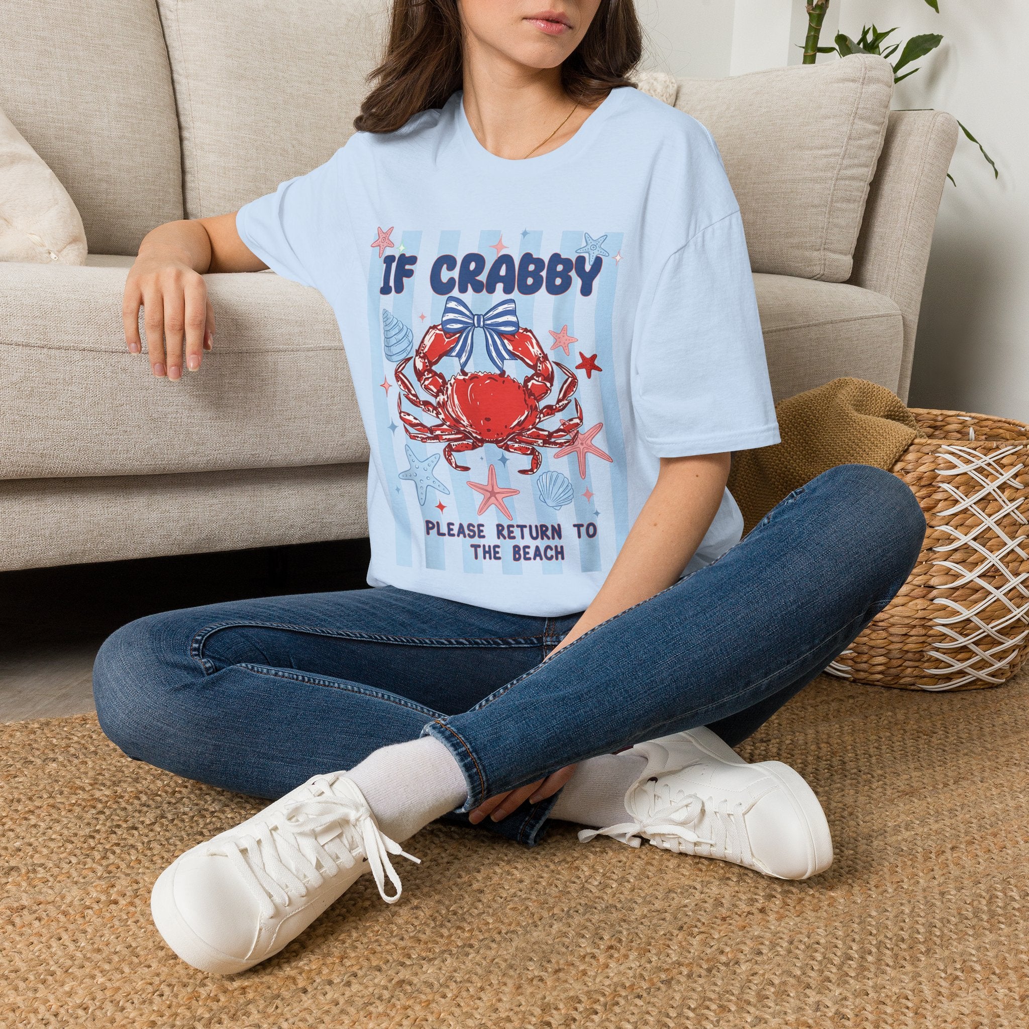 T-Shirt — "If Crabby Please Return to the Beach" Nautical Crab Graphic Tee