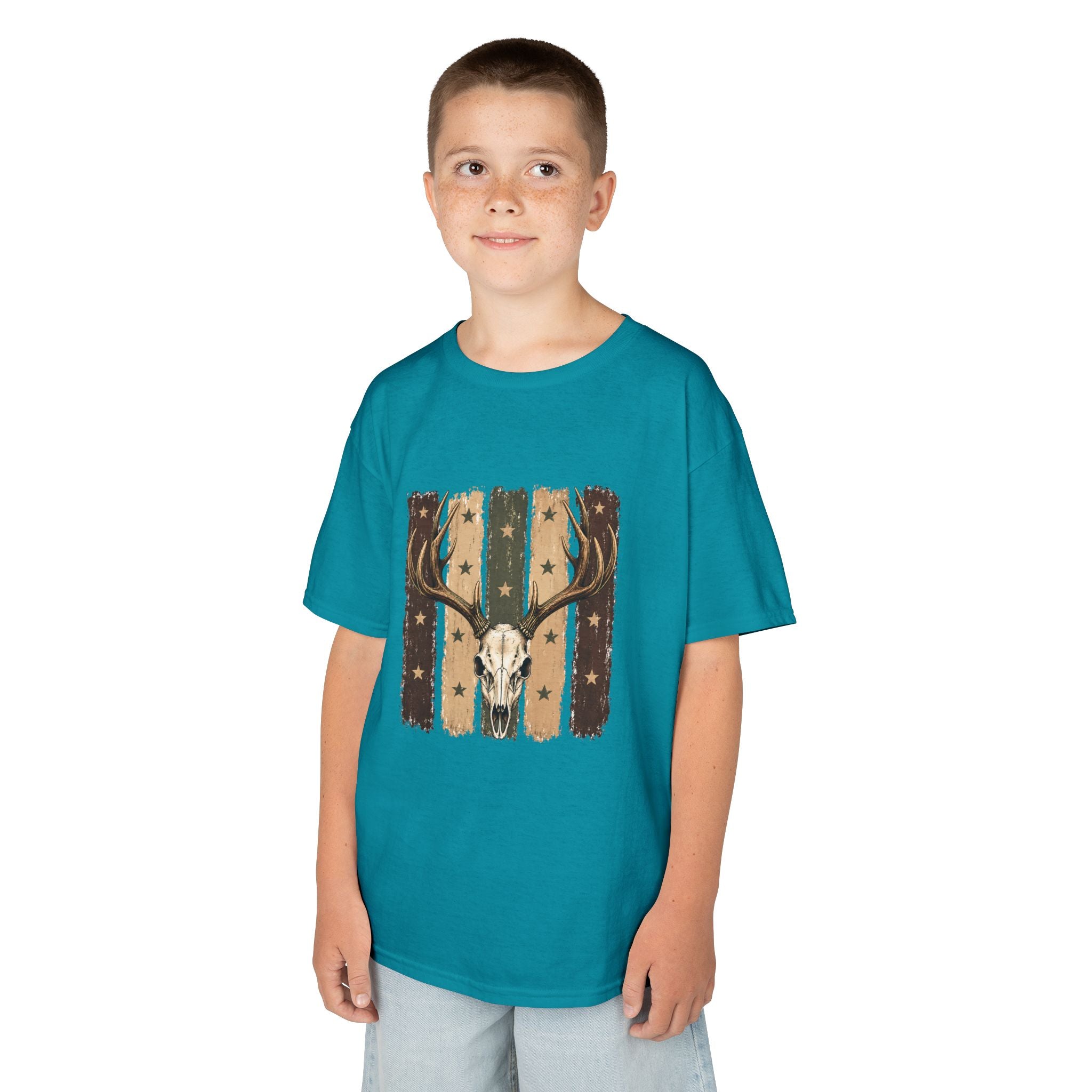 Kids Deer Skull Tee — Rustic Antler Graphic T-Shirt for Outdoor-Loving Kids