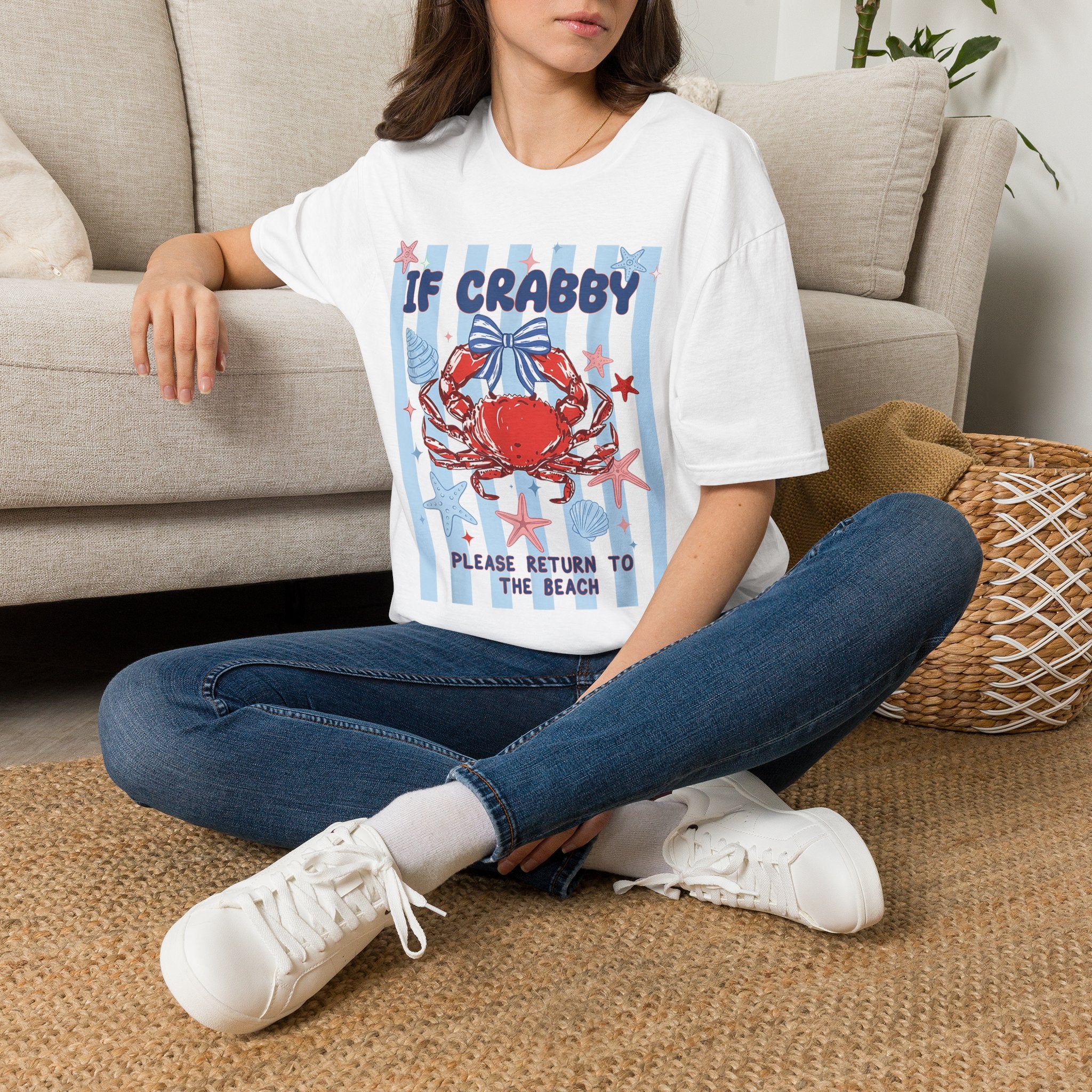 T-Shirt — "If Crabby Please Return to the Beach" Nautical Crab Graphic Tee