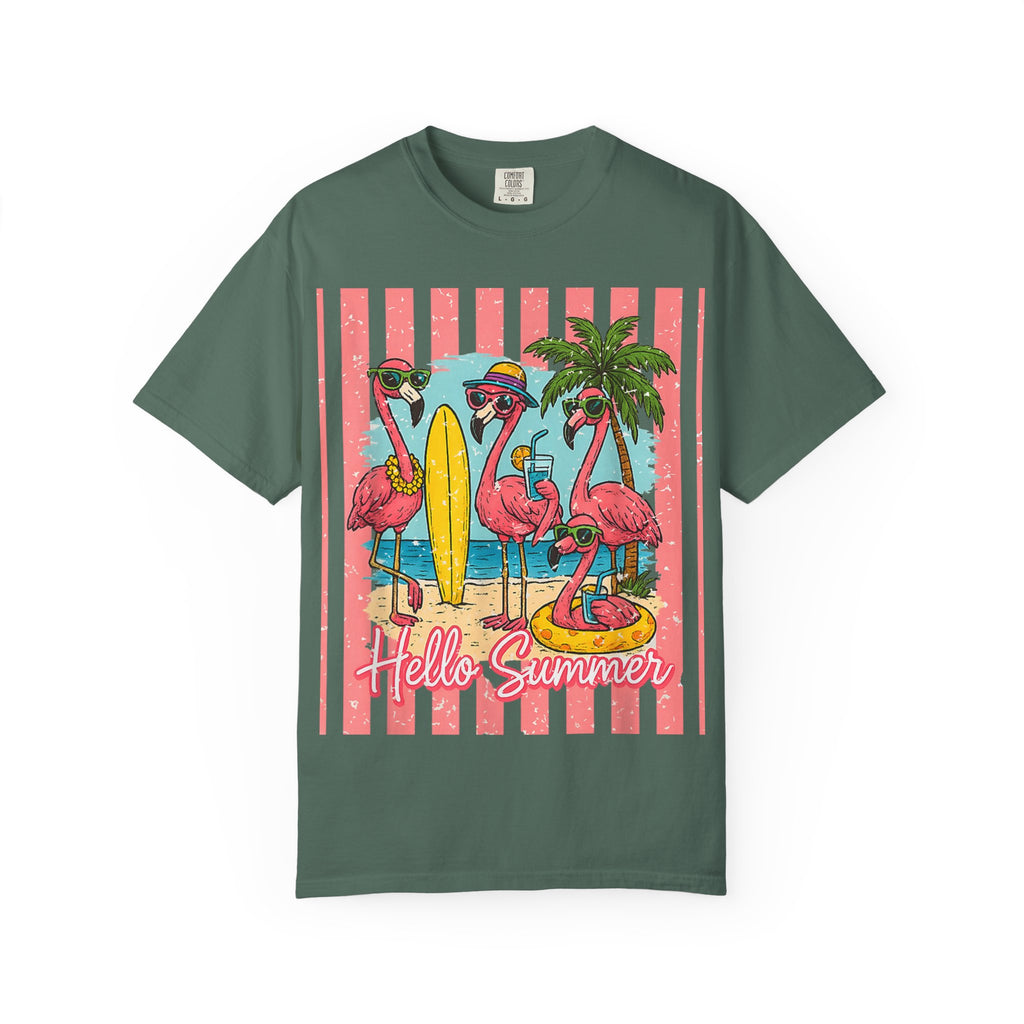 Hello Summer Flamingo Beach T-Shirt