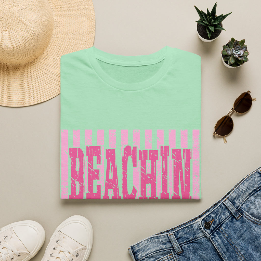 Beachin' Pink Striped Graphic T-Shirt | Summer Beach Vibes